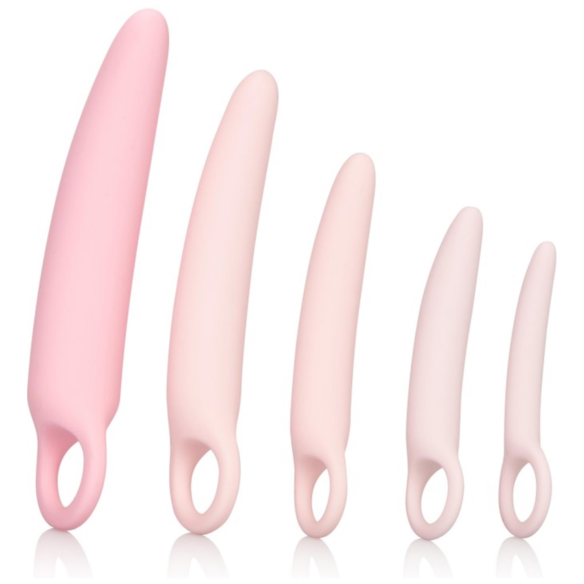 Inspire Silicone Dilator 5 Pcs Set Pink – alla fem dilatorer i kroppssäkert silikon