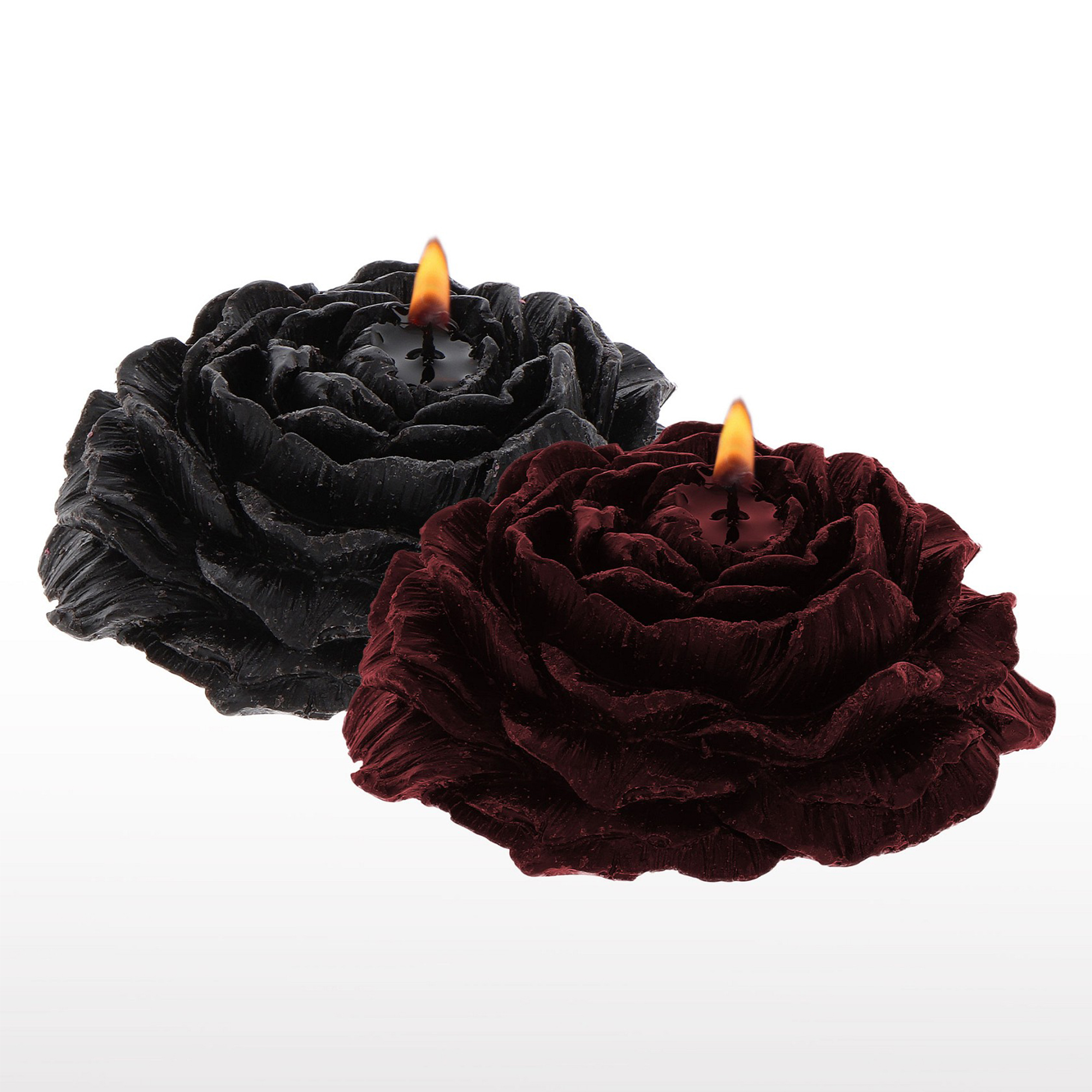 Rose Japanese Drip Candle 2 Pcs – mörkrött och svart blomformat sojavaxljus från TABOOM