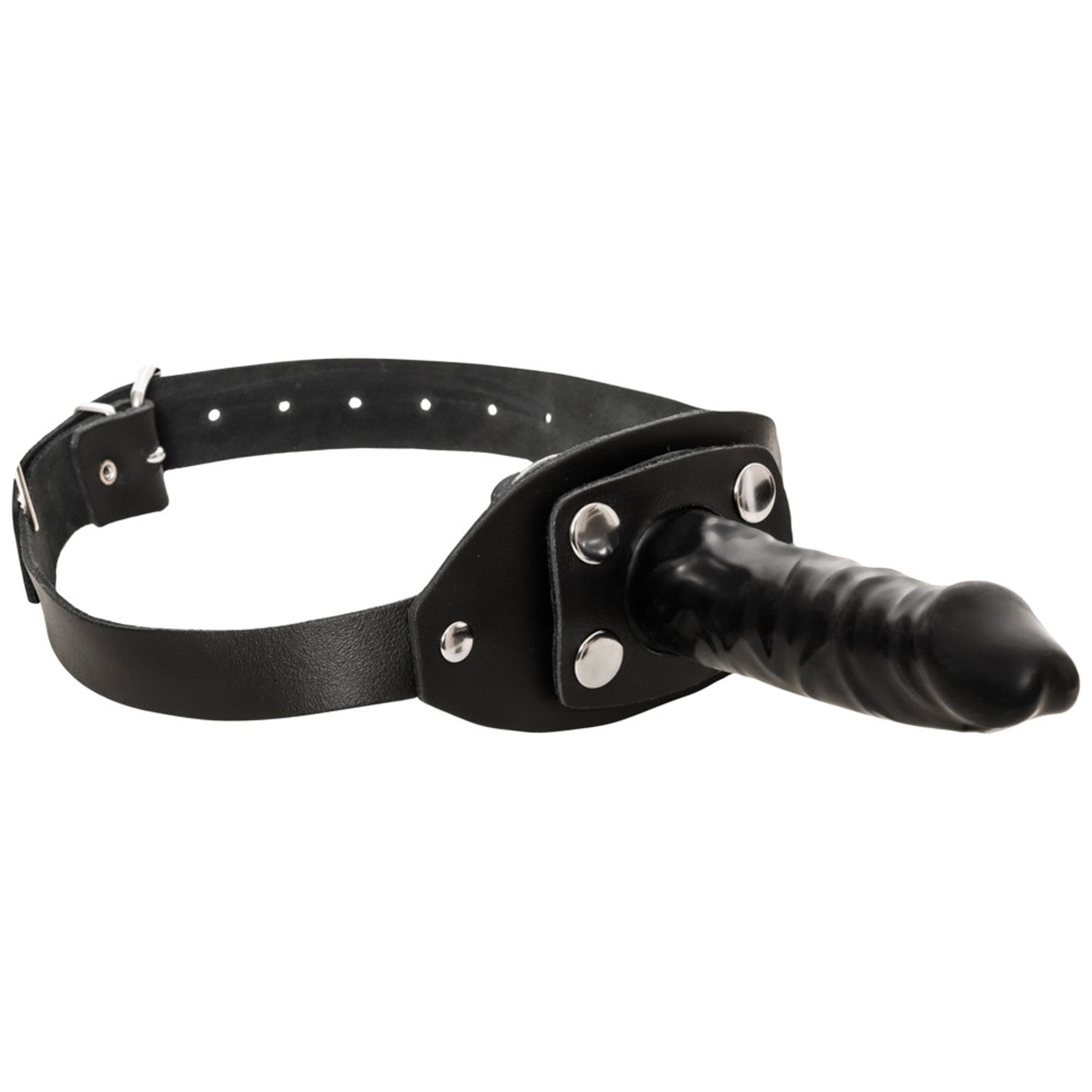 Zado Dildo Gag Black – gagboll med avtagbar dildo i svart latex och läder