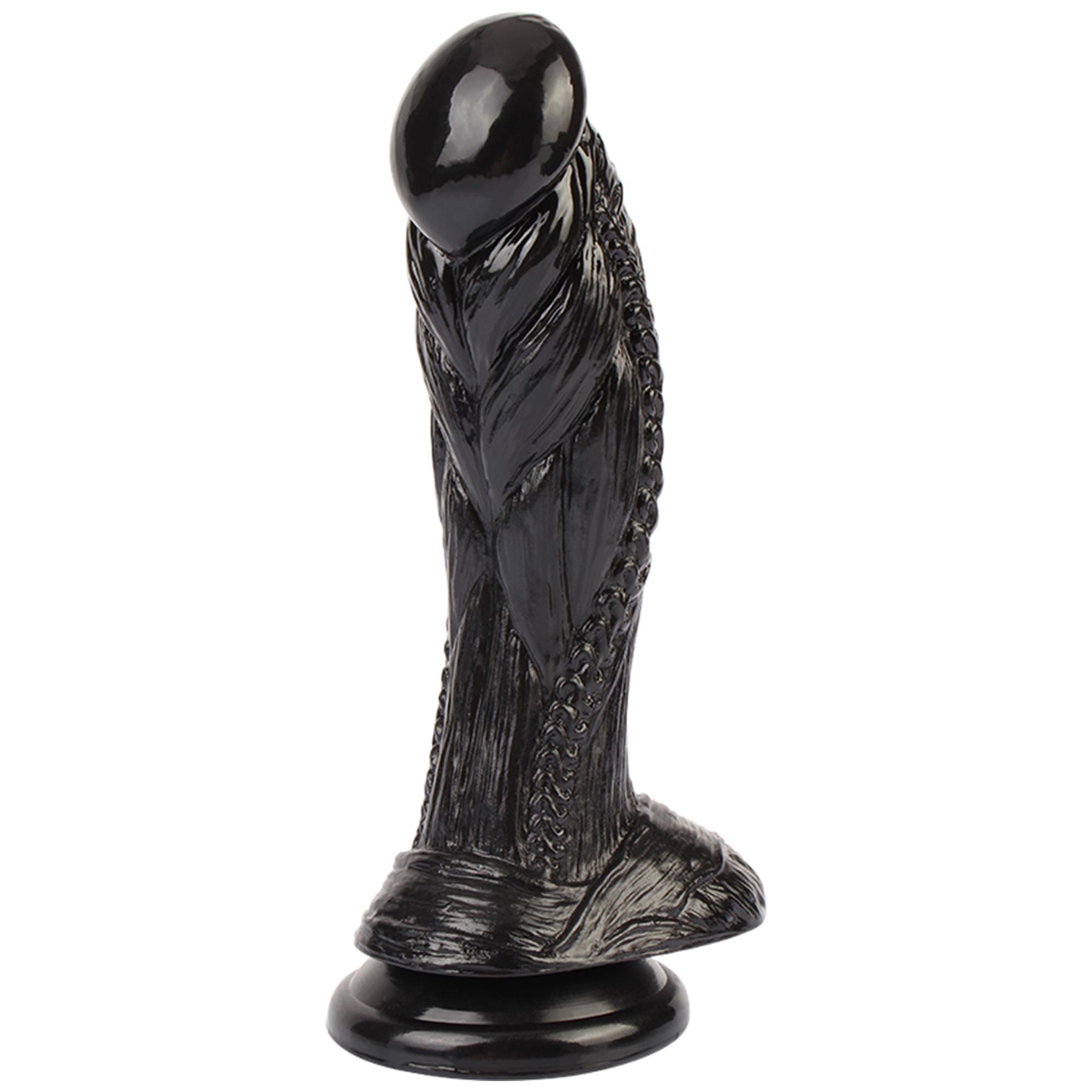 Horny Hunter monsterdildo med sugkopp från Chisa Toys, mörk organisk design med texturerat skaft