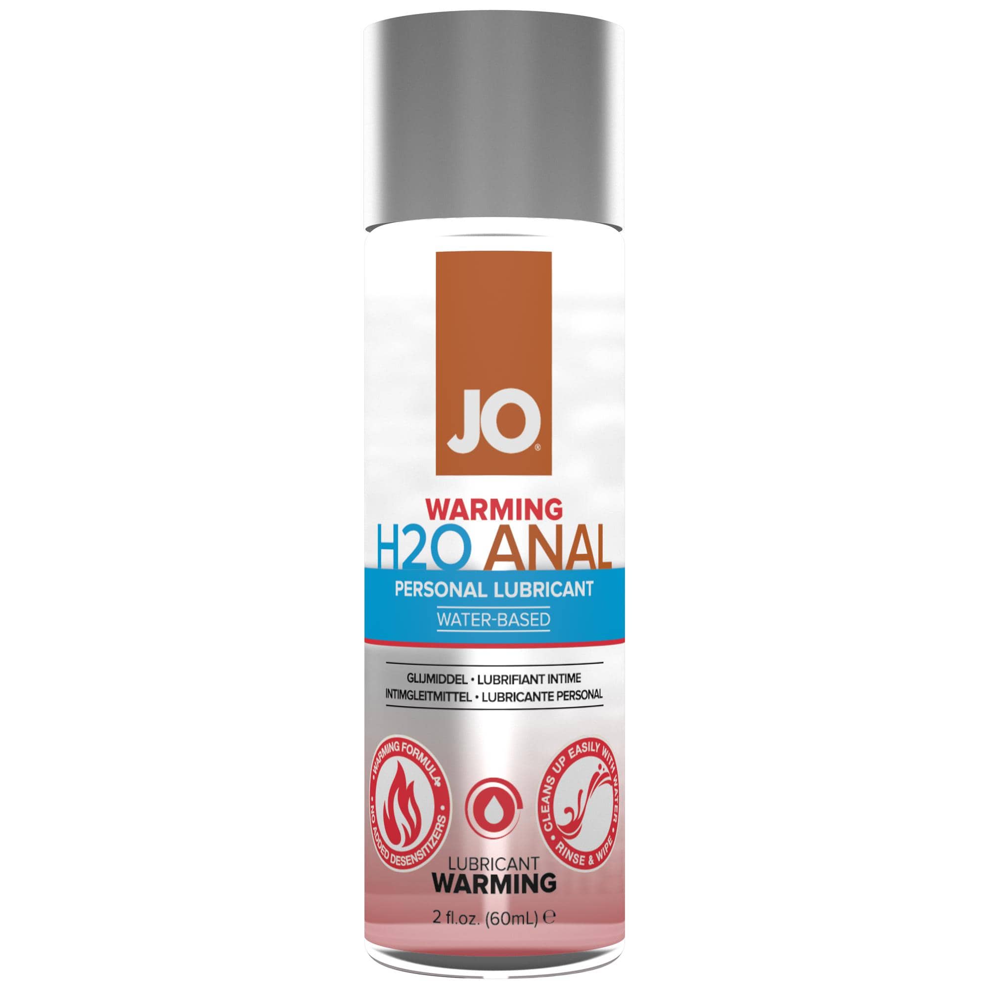 JO Anal H2O Waterbased Warming Lube 60 ml förpackning framifrån