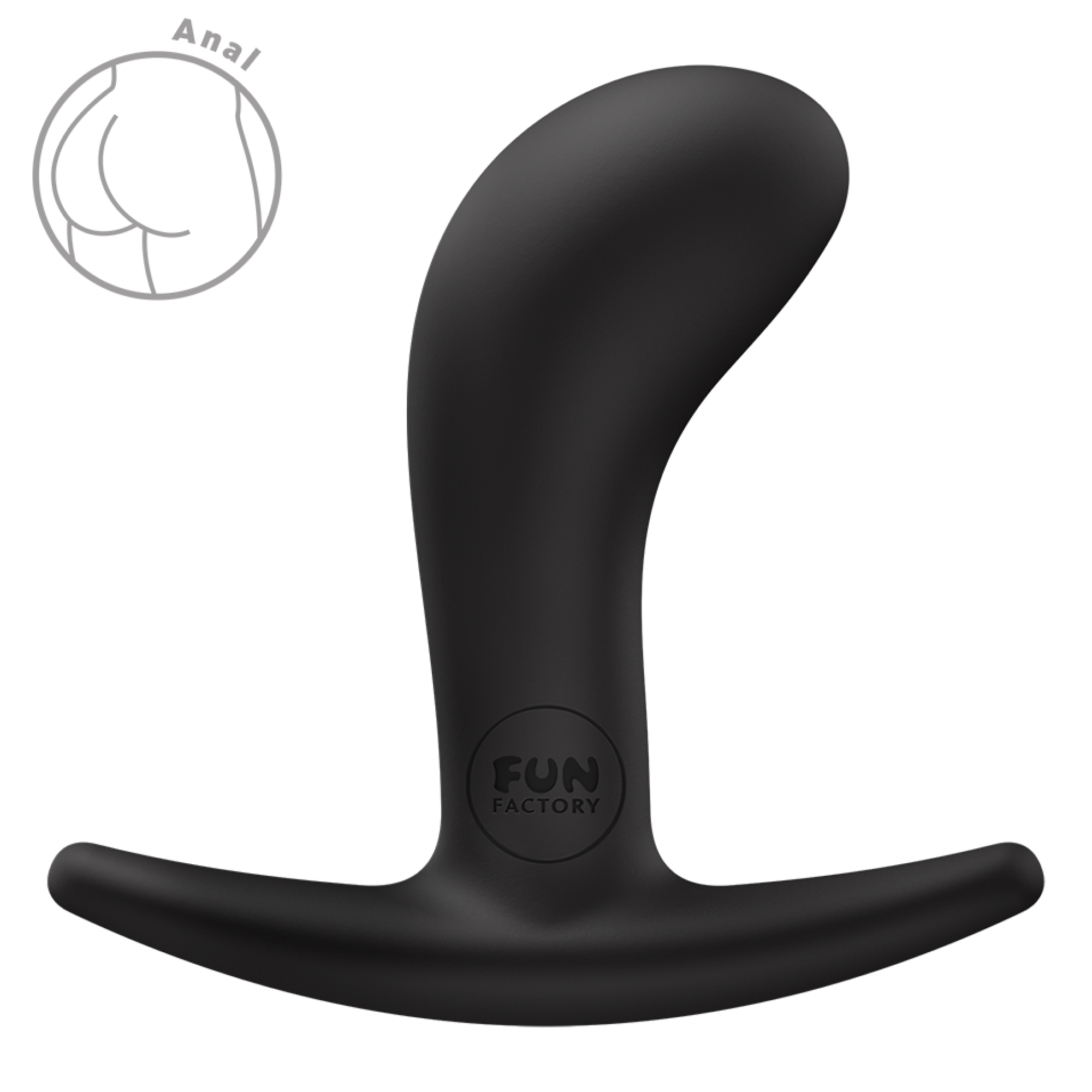 Fun Factory Bootie S i svart, sedd framifrån mot vit bakgrund
