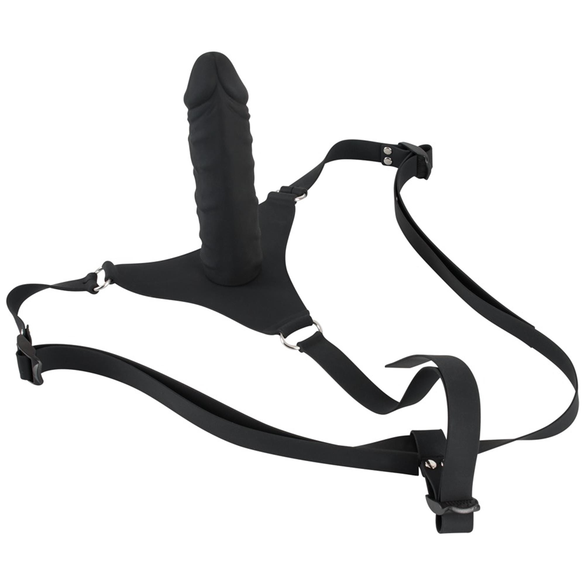 You2Toys Silicone Strap-On svart med harness