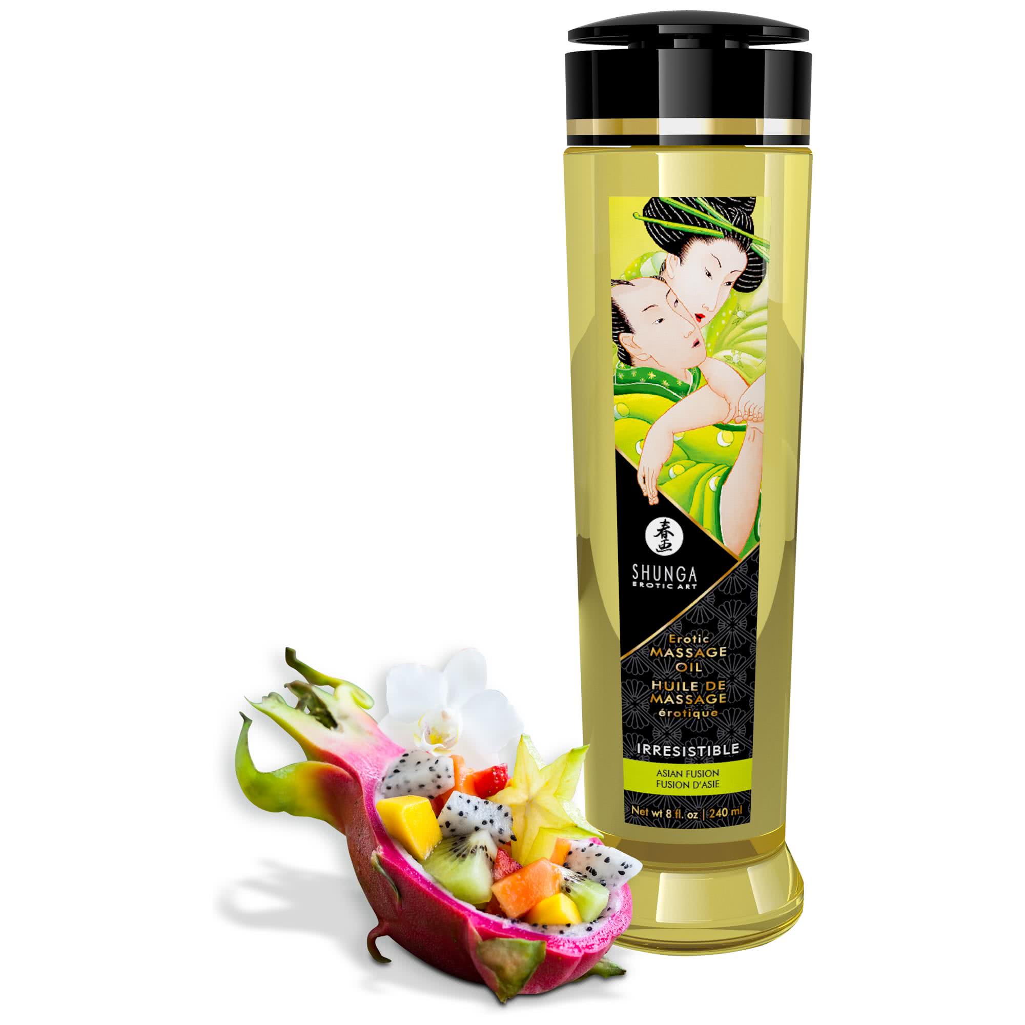 Shunga Massage Oil Irresistible Asian Fusion 240 ml flaska framifrån