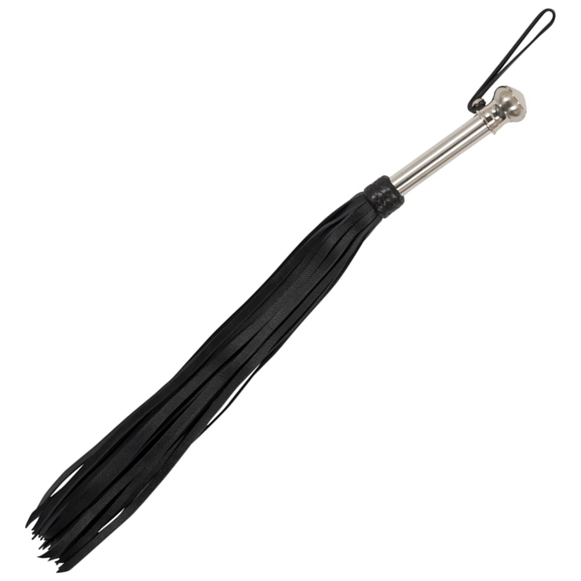 ZADO Leather Flogger Steel med läderremmar och handtag i rostfritt stål