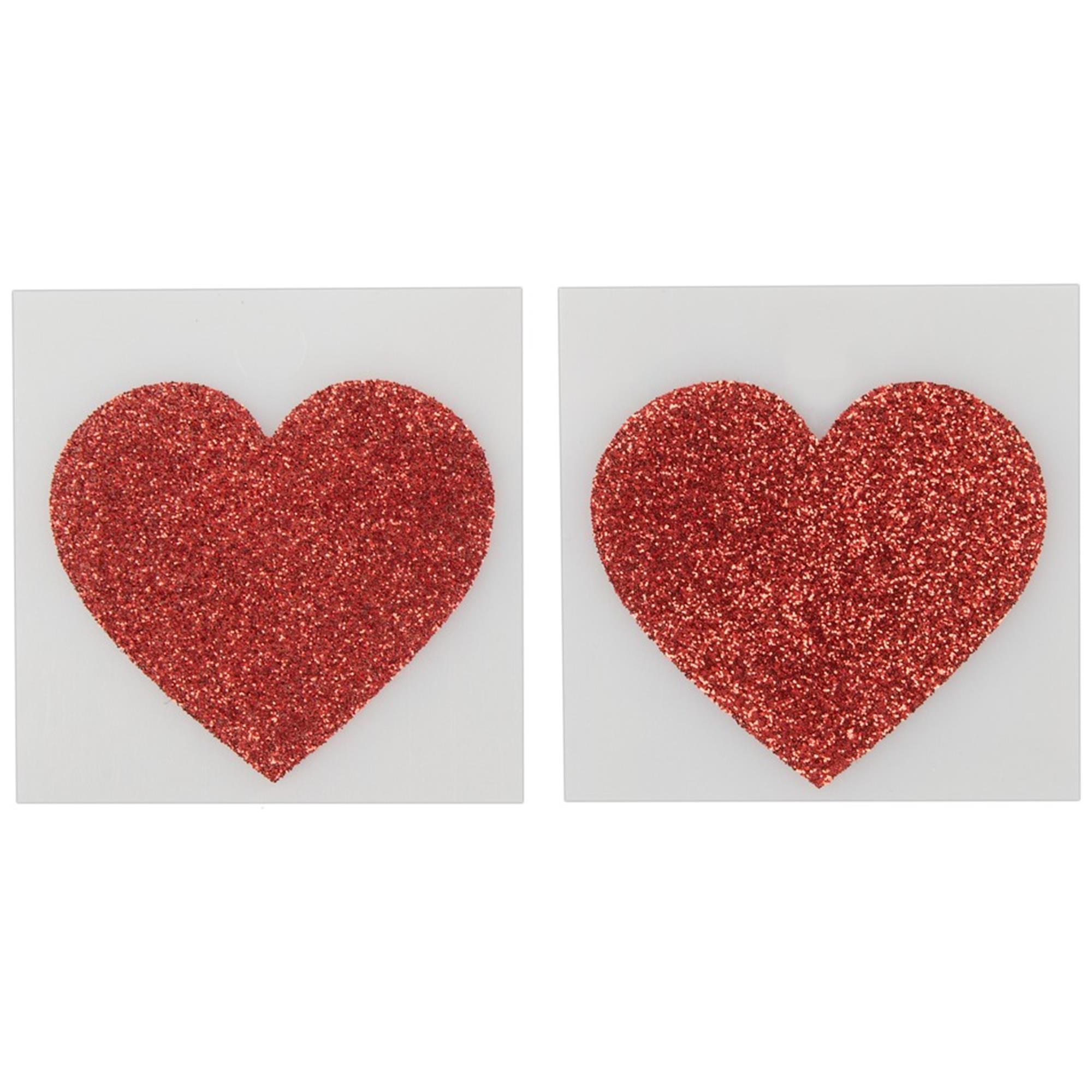 Nipple Covers Heart Red – röda hjärtformade glitterstickers från Cottelli Collection