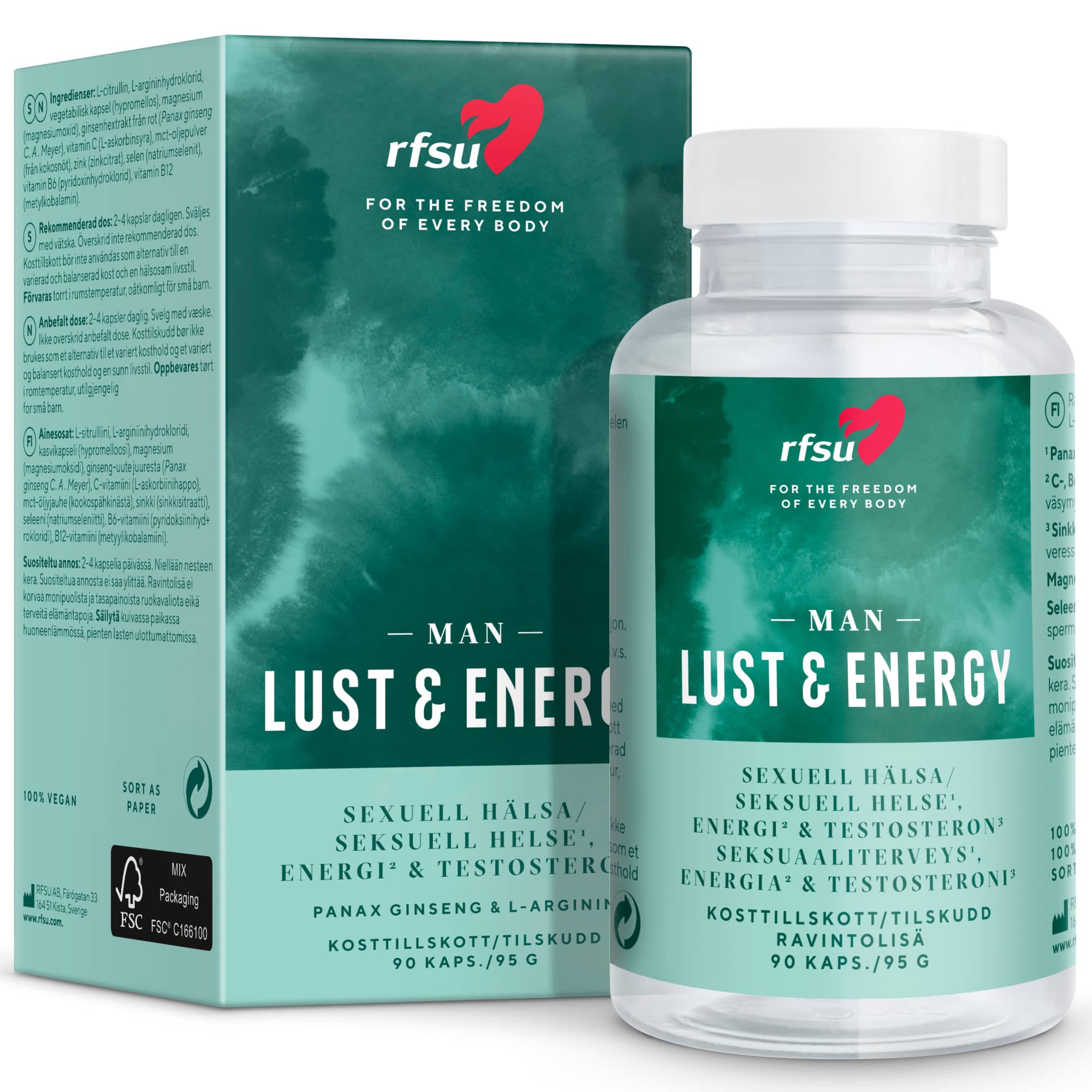 RFSU Lust & Energi man kosttillskott förpackning