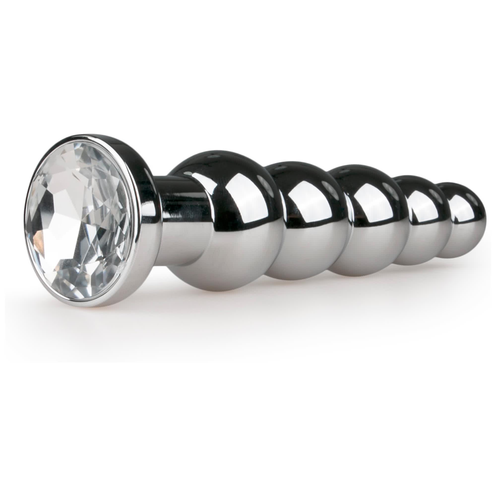 Metal Butt Plug No.14 Silver/Clear från EasyToys i aluminium med transparent kristallbas