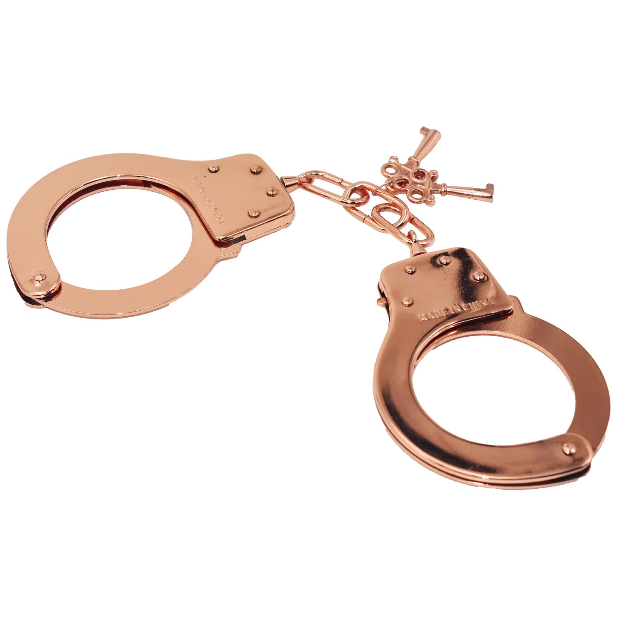 Cave Master Handcuffs Metal Rose Gold, justerbara metall-handbojor med roséguldfinish
