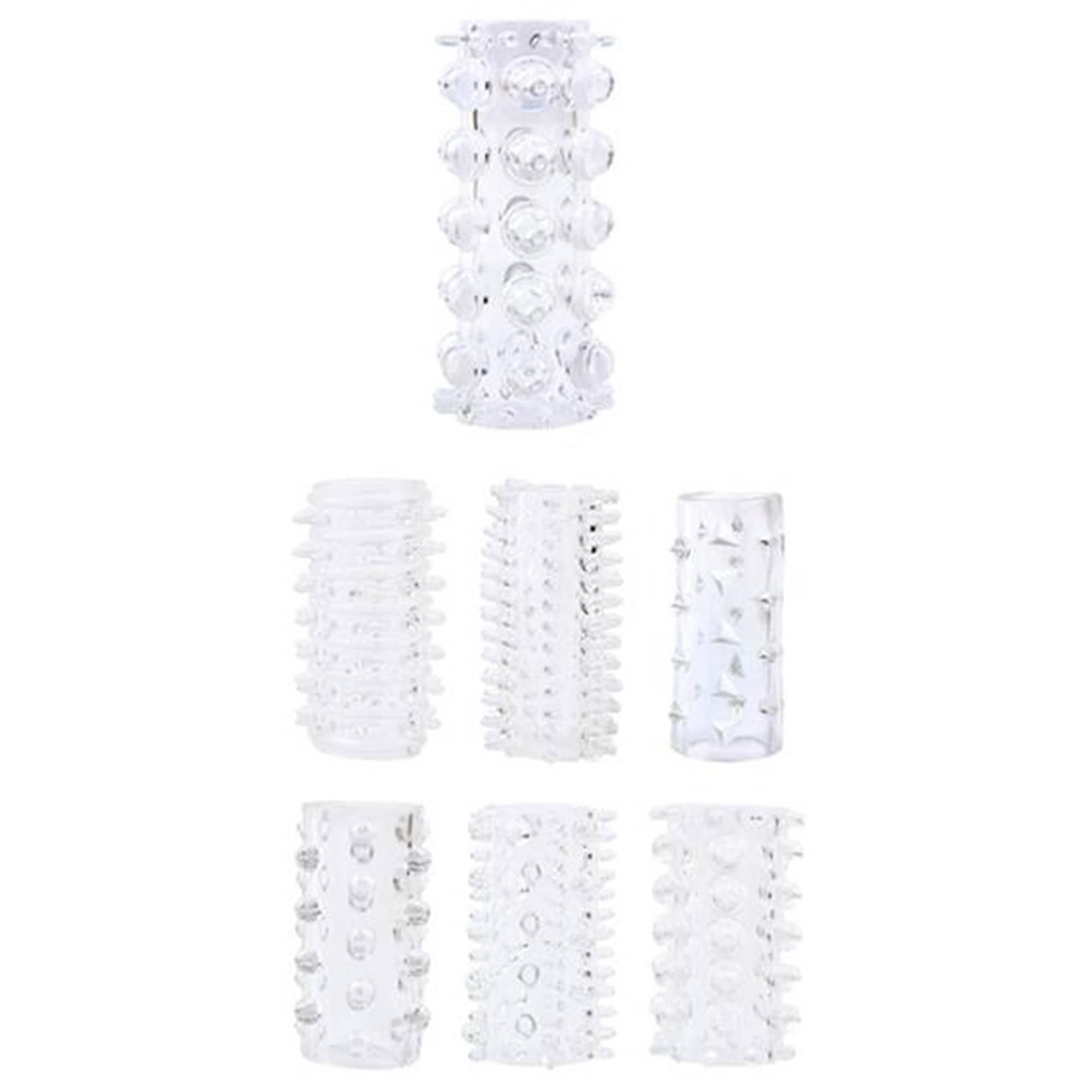 Penis Sleeve Kits från Chisa Toys, sju transparenta sleeves med olika texturer
