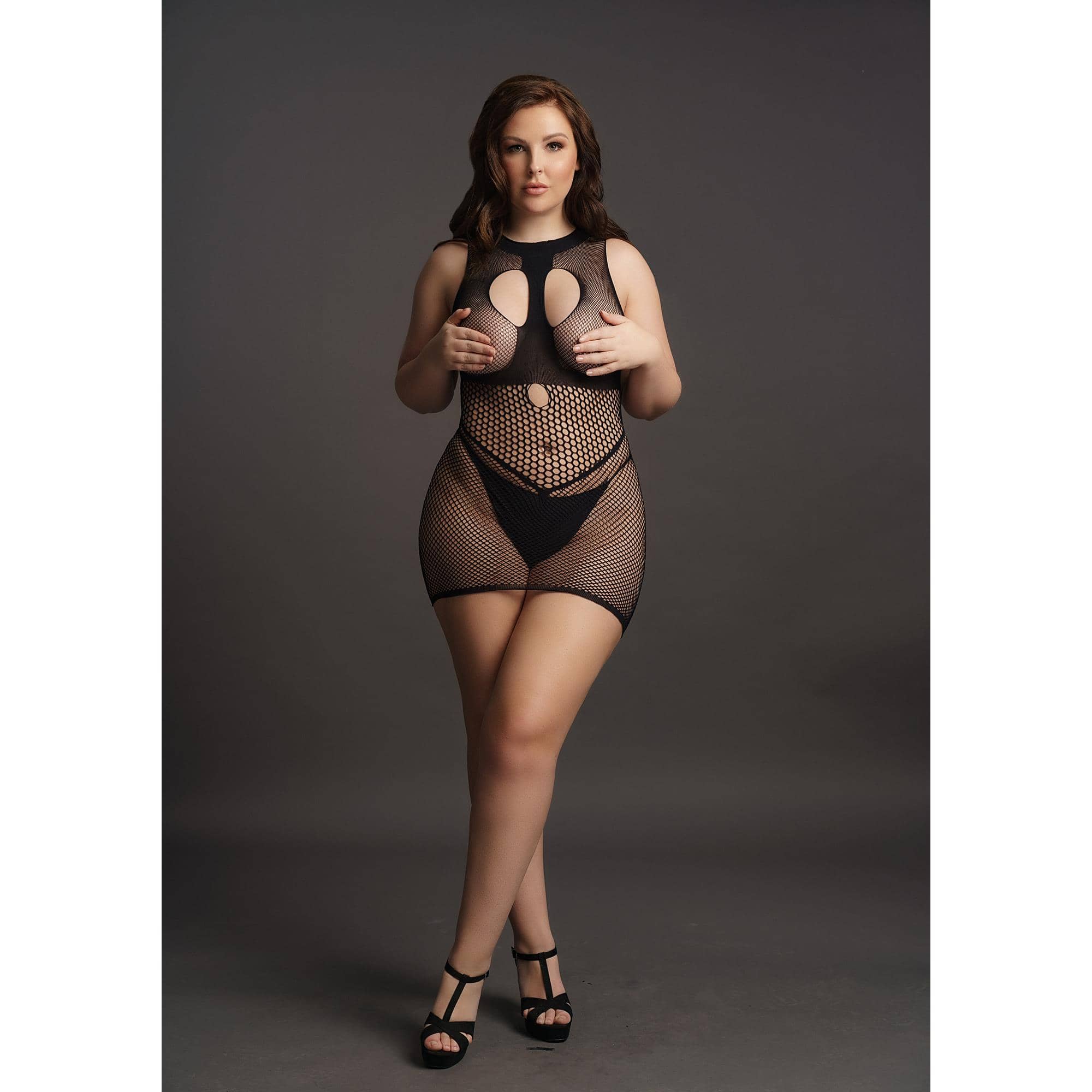Le Désir Open Cup Mini Dress OSX svart nätklänning framifrån