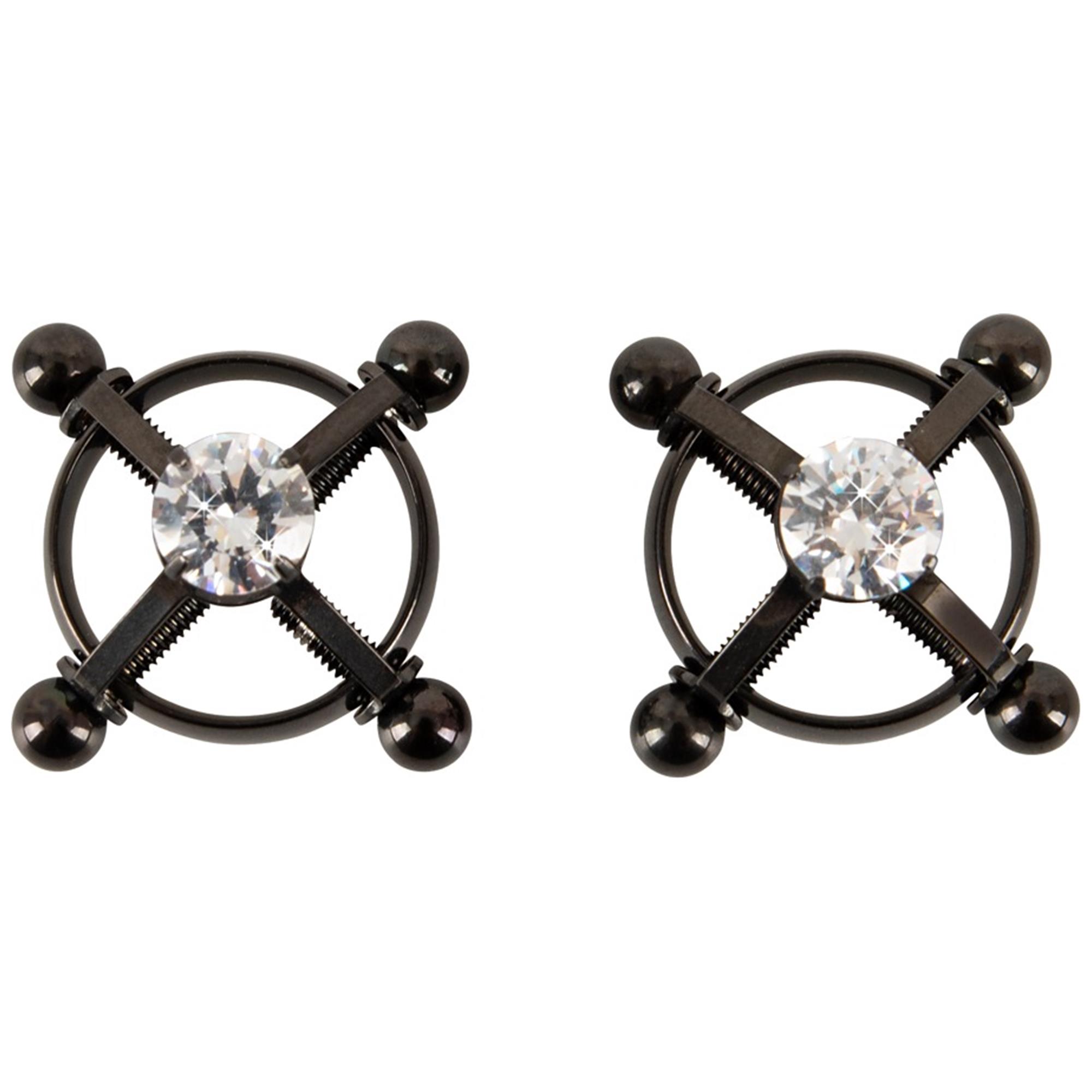 Bad Kitty Nipple Jewellery Diamond, justerbara bröstvårtsklämmor i rostfritt stål med dekorativ sten