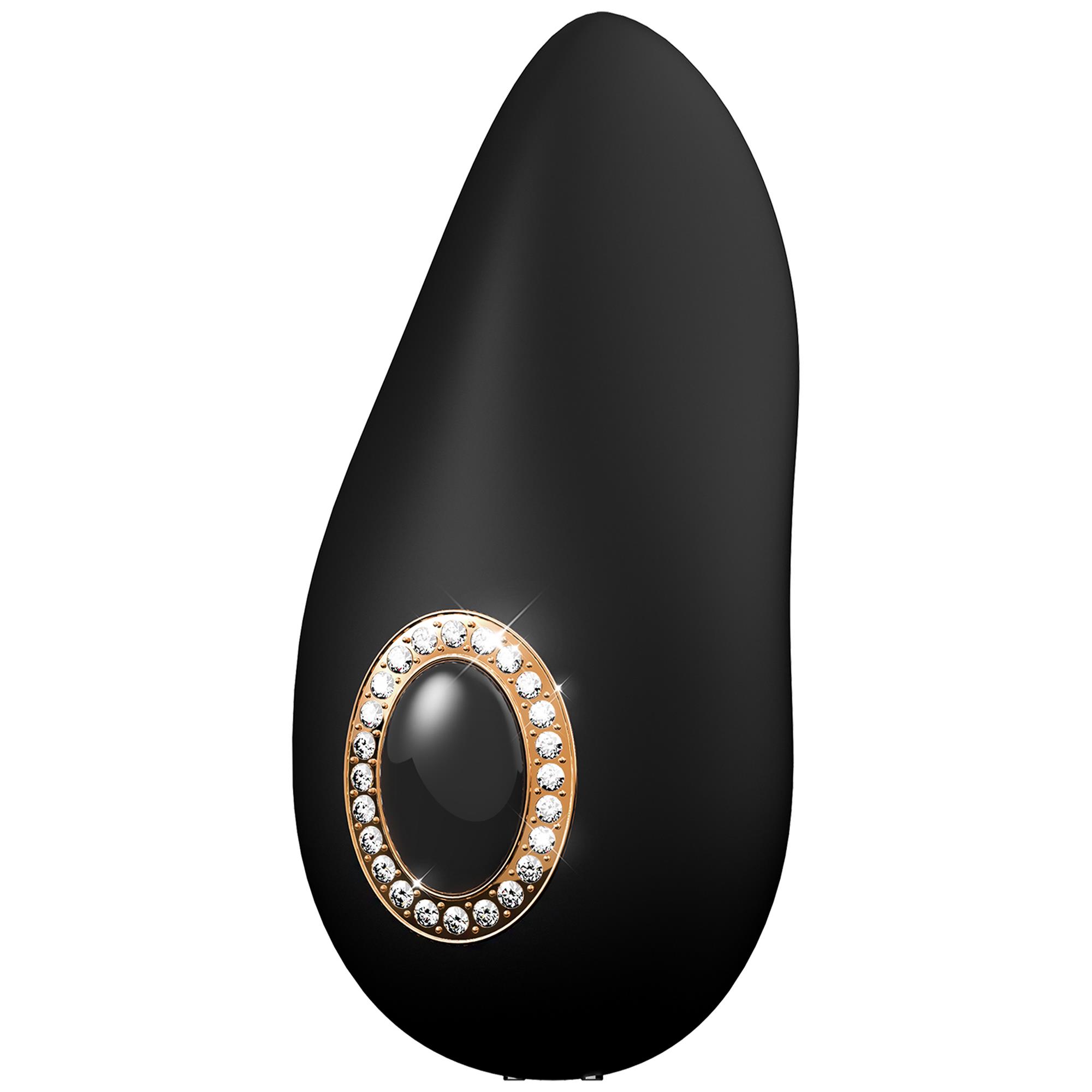 Prestige Elena klitorisvibrator i svart silikon med gulddetalj