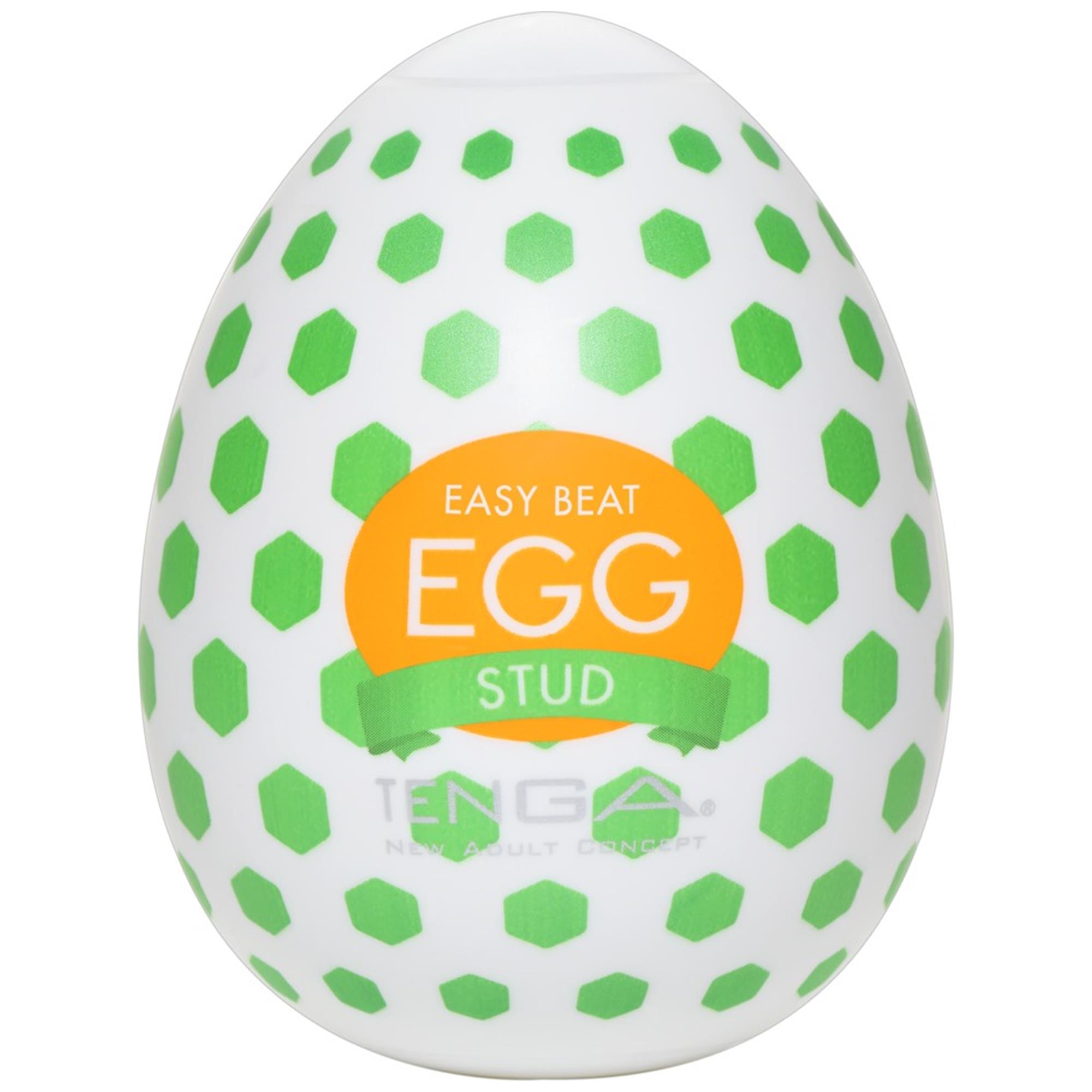 Tenga Egg Stud förpackning och ägg med prickig innerstruktur