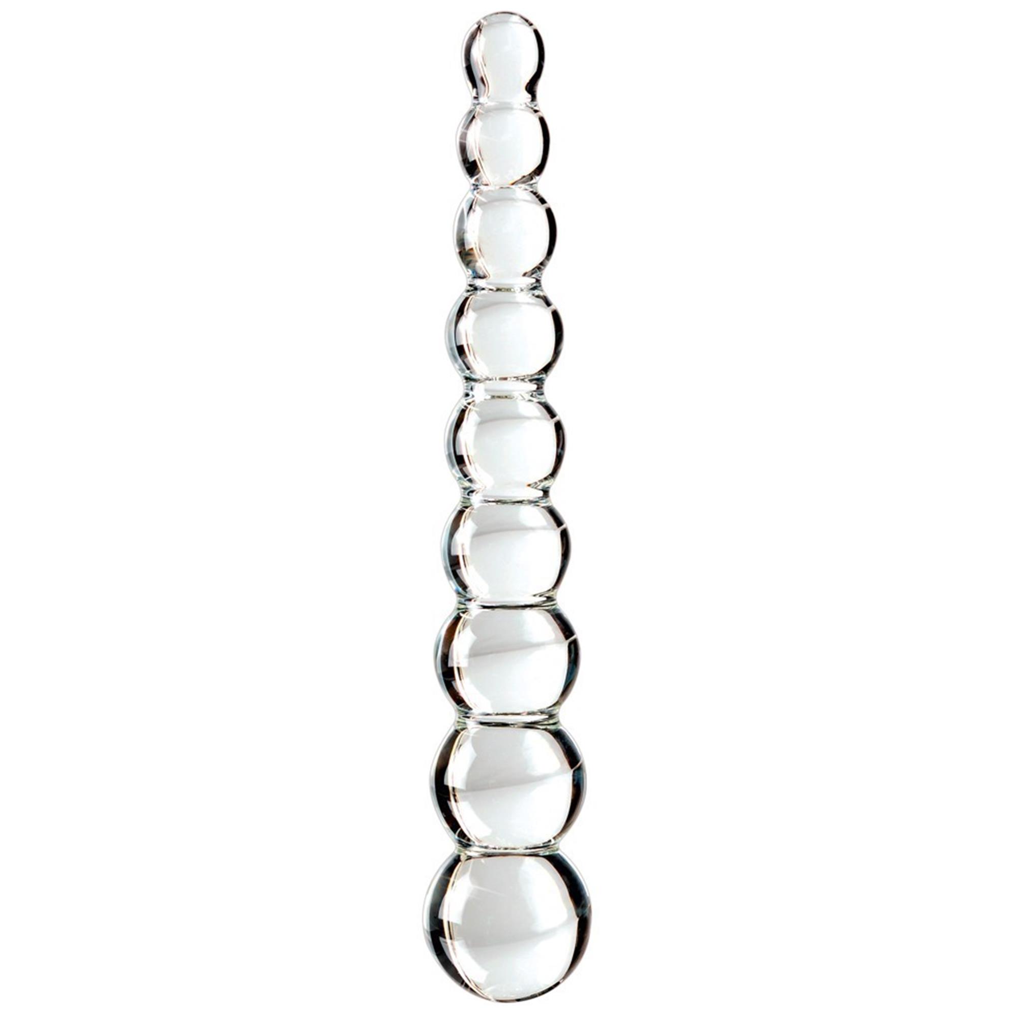 Icicles Glass Dildo No 2 med sex kulformade segment i genomskinligt handbläst glas