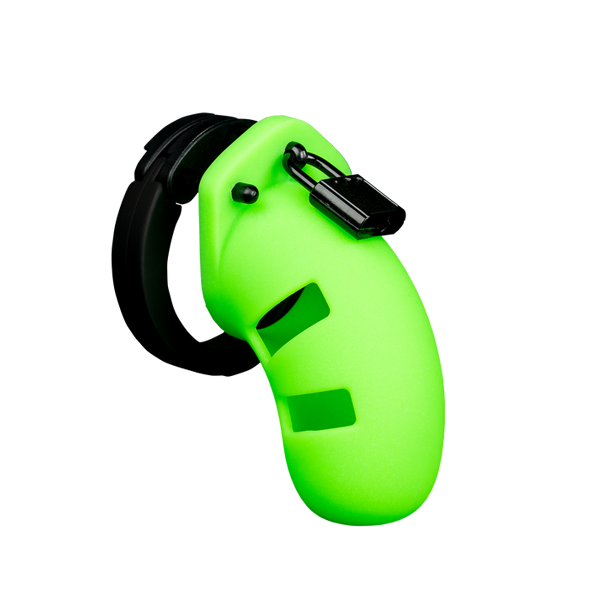 Ouch! Glow in the Dark Chastity Cage 3.5 inch 9 cm grön kyskhetsbur