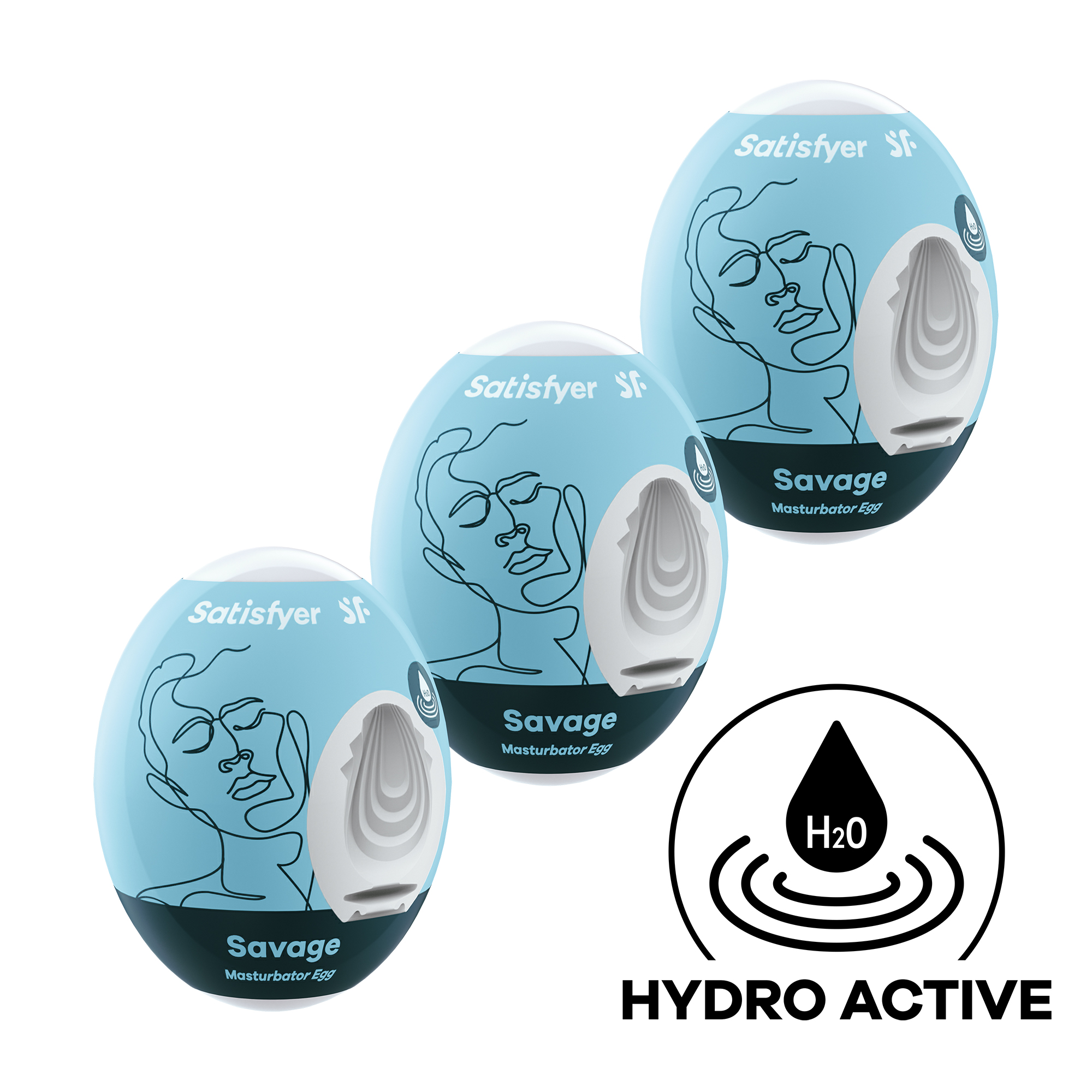 Satisfyer Masturbator Egg Set Of 3 Savage i förpackning