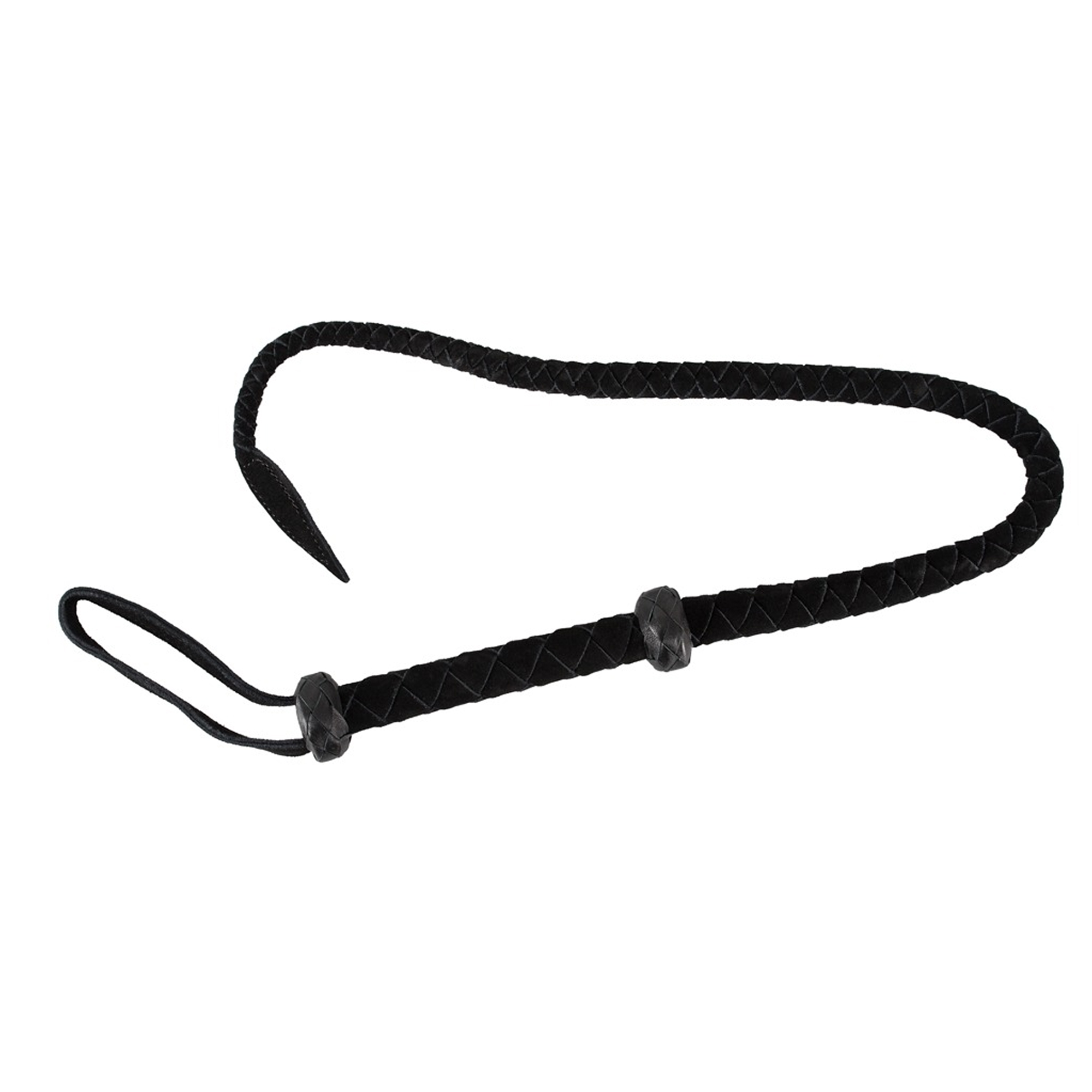 Zado Leather Whip Black 90cm – svart singelsvans i flätad split-suede