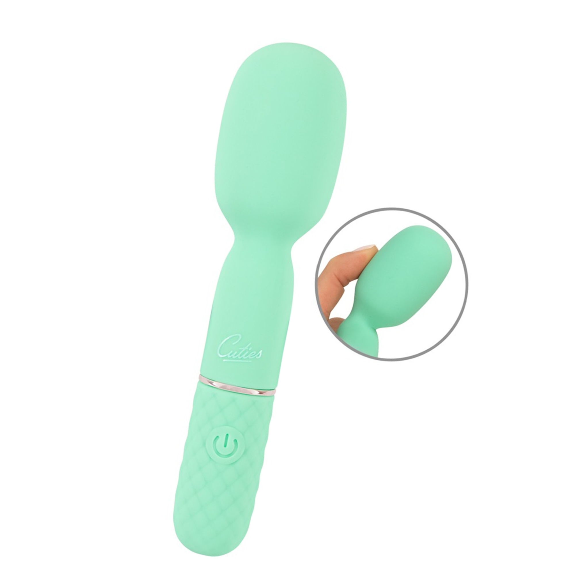 Cuties Mini Vibrator Wand Green, pastellgrön miniwand i silikon