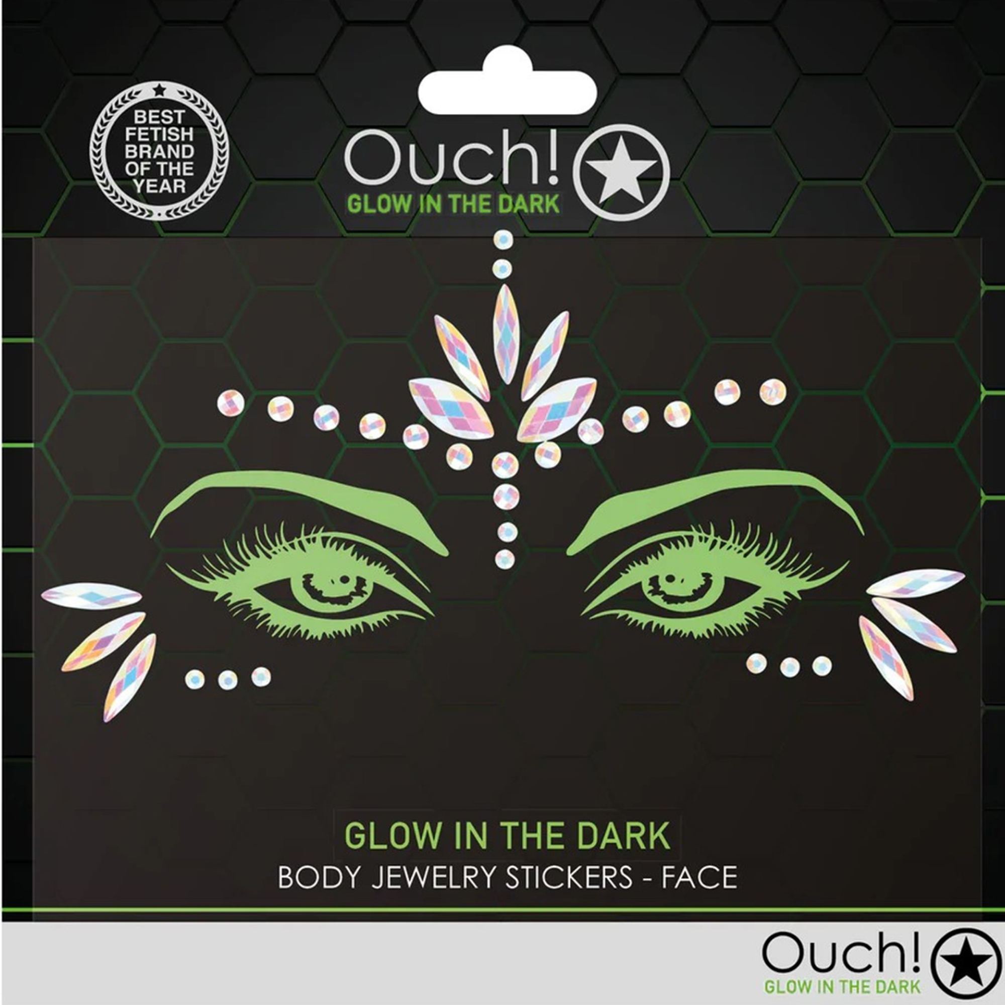 Ouch! Body Jewelry Stickers Face 1 självlysande ansiktsstickers i resin