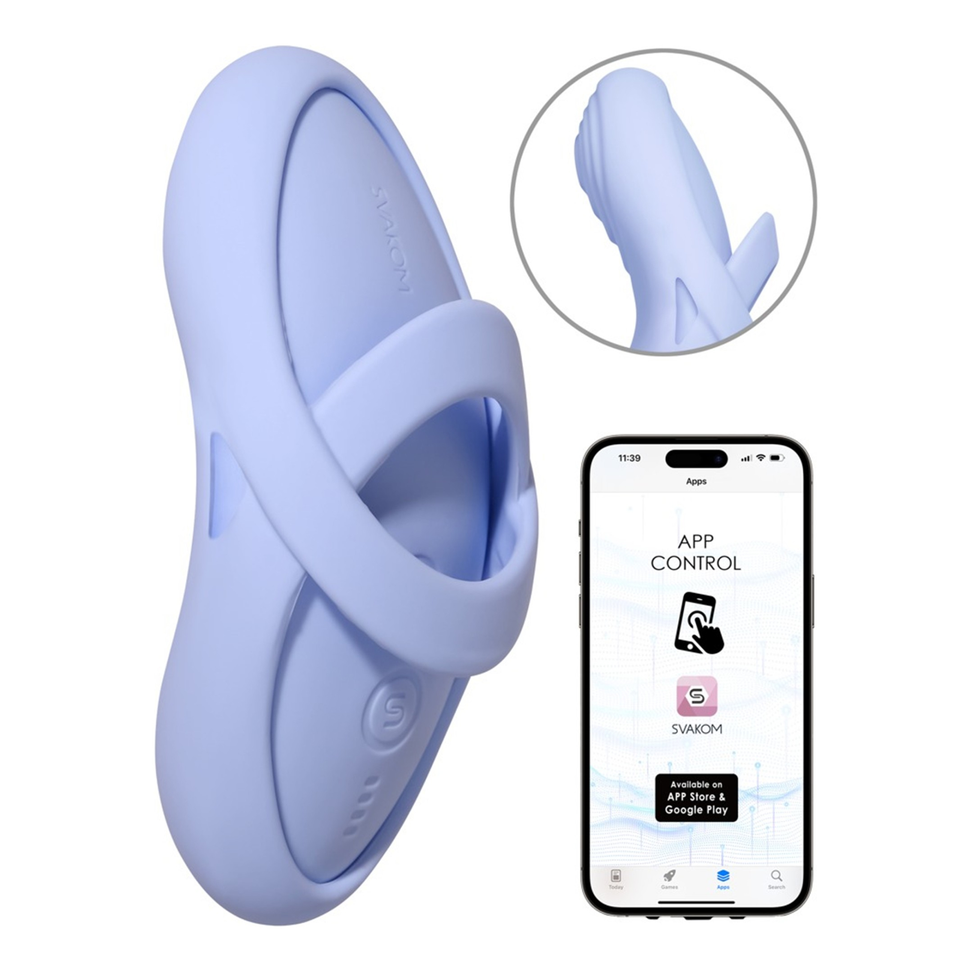 Svakom Echo 2 Blue fingervibrator i liquid silicone