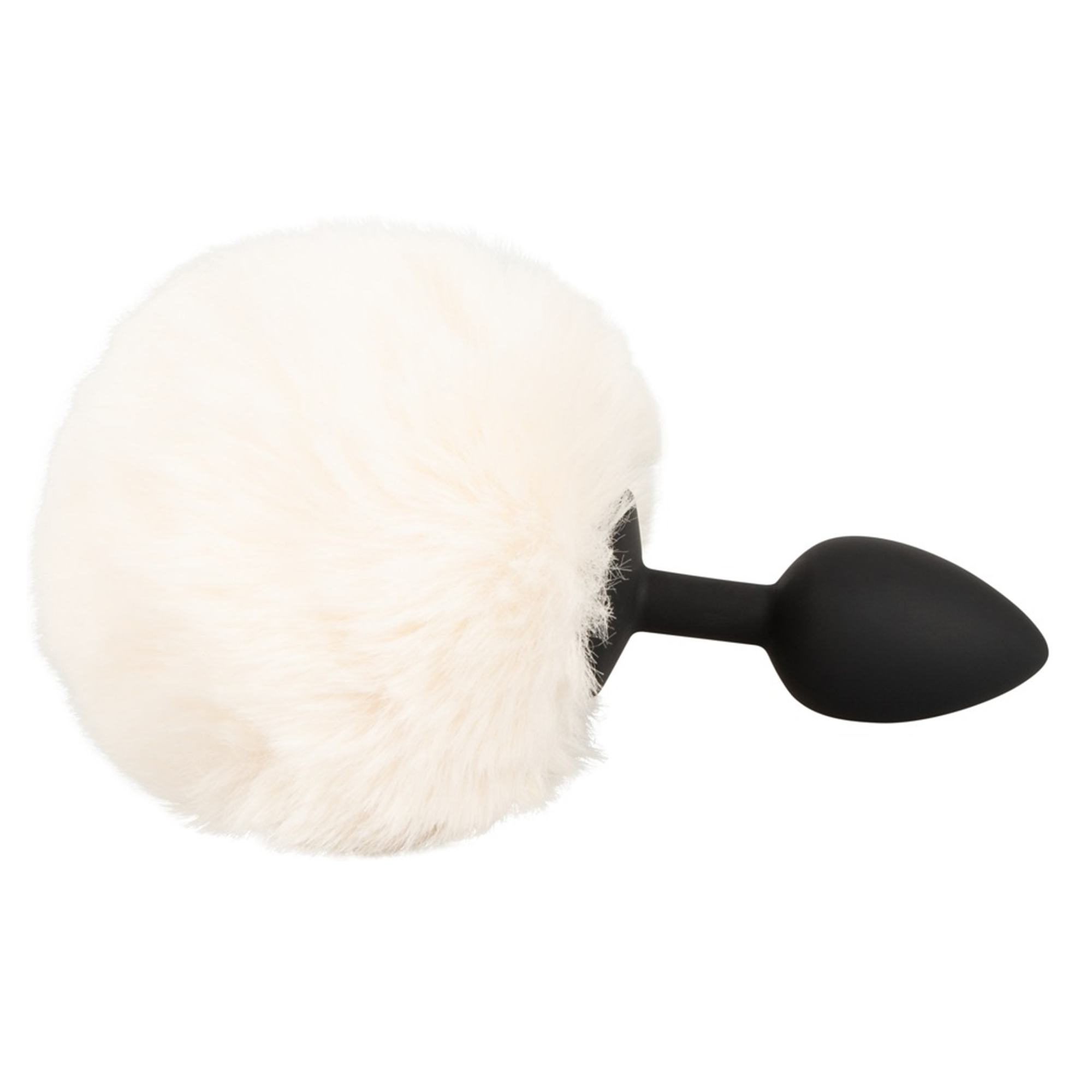 You2Toys Fluffy Tail S – silikonbuttplug med vit kaninsvans i fuskpäls
