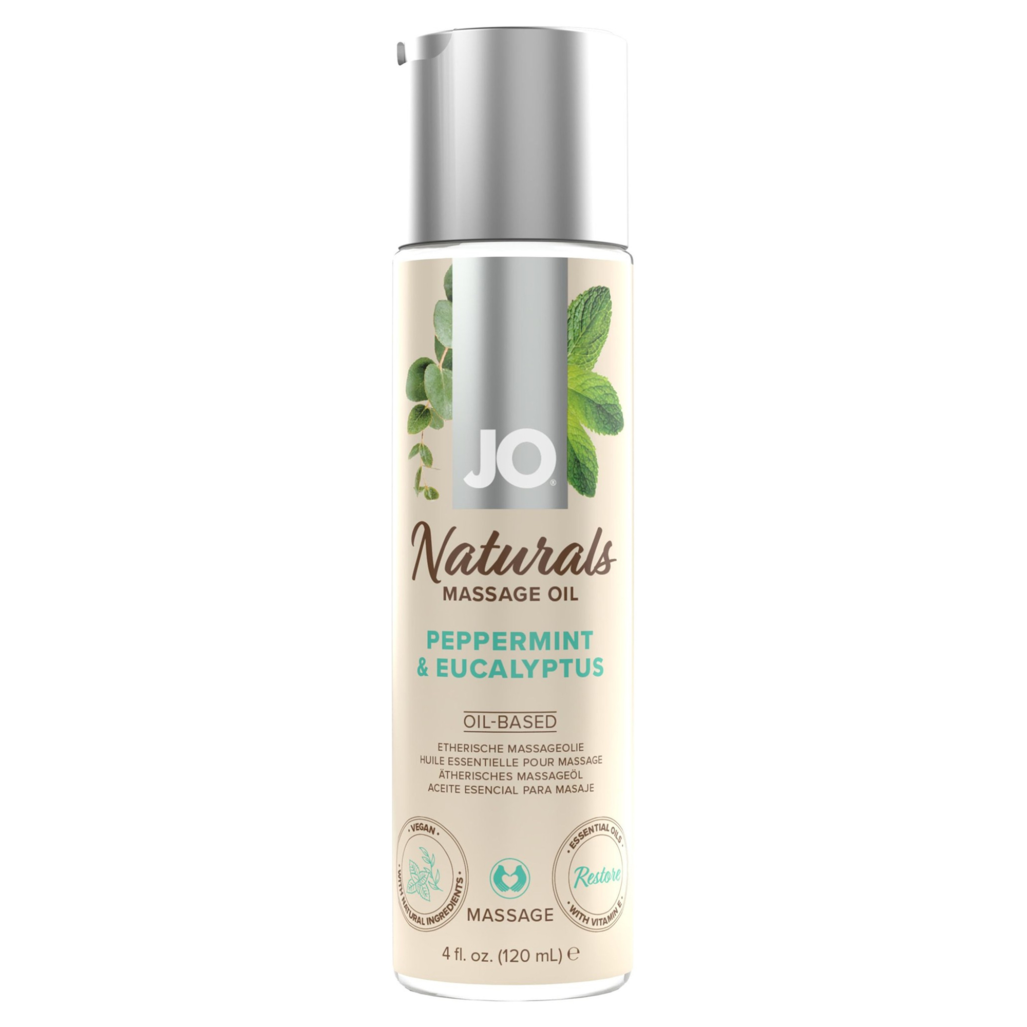 System JO Naturals Massage Oil Peppermint och Eucalyptus 120 ml flaska