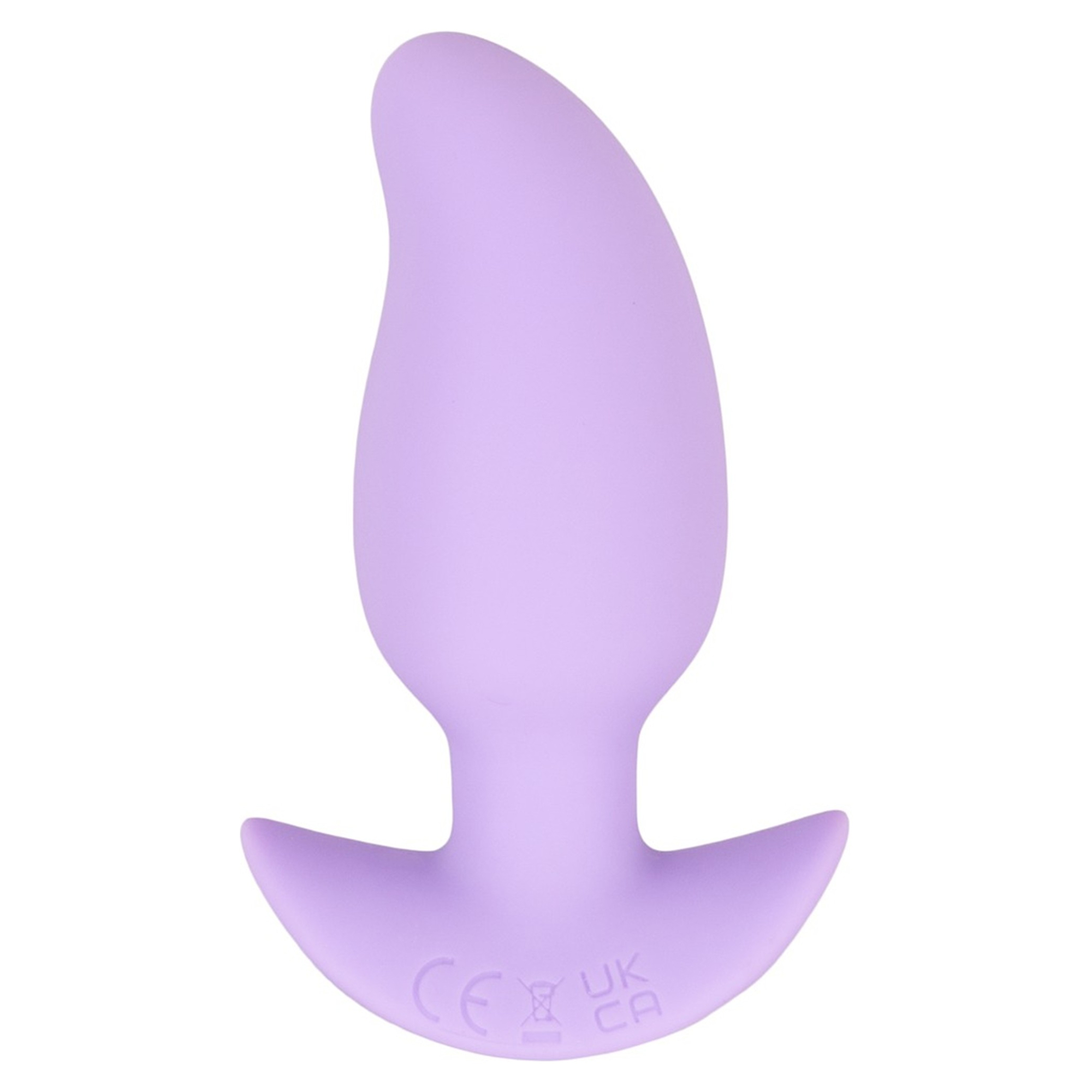 Cuties Vibrating Mini Butt Plug i lila, visad från sidan mot vit bakgrund
