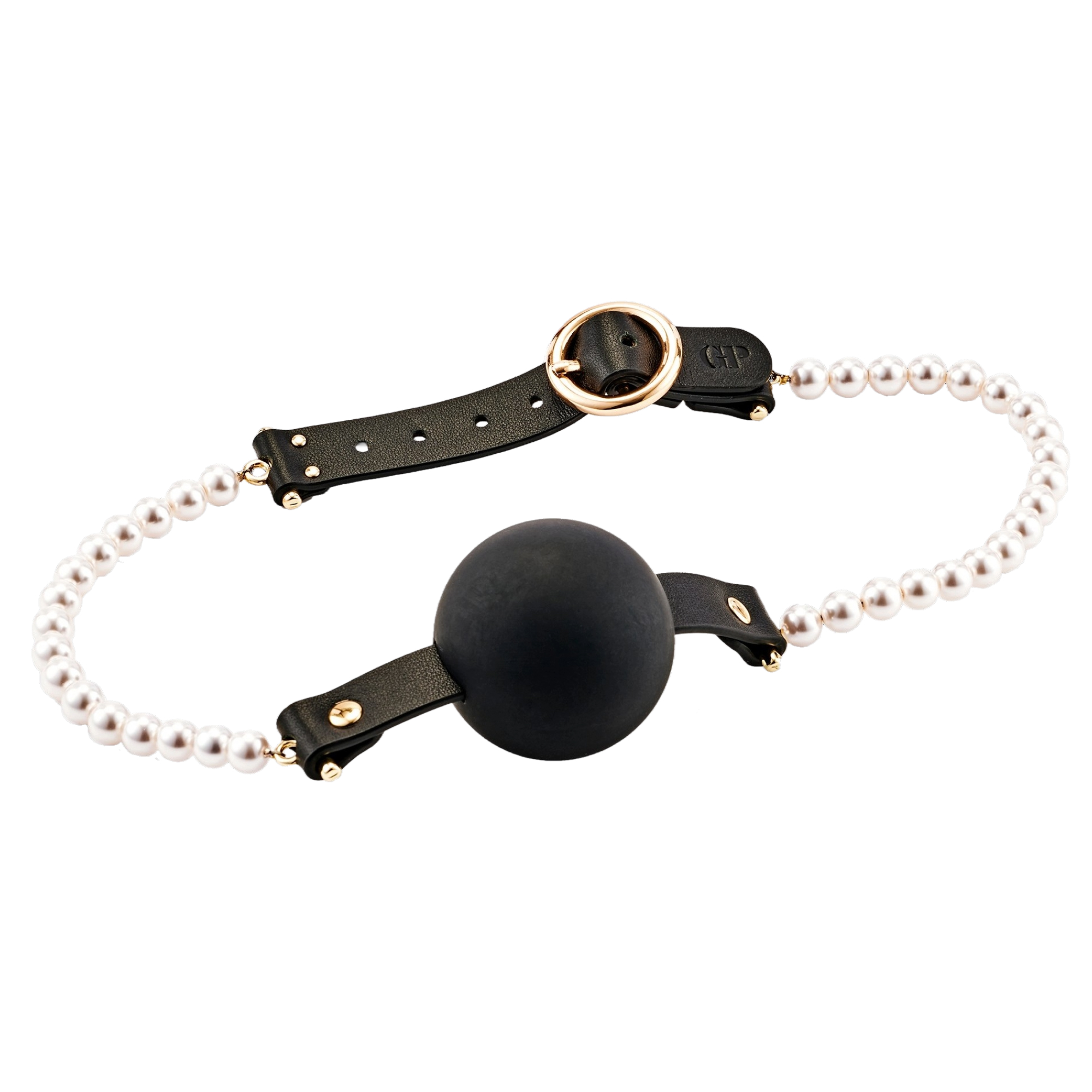 Guilty Pleasure Allure Majestic Pearl Mouthgag i svart med pärlor och guldfärgade detaljer