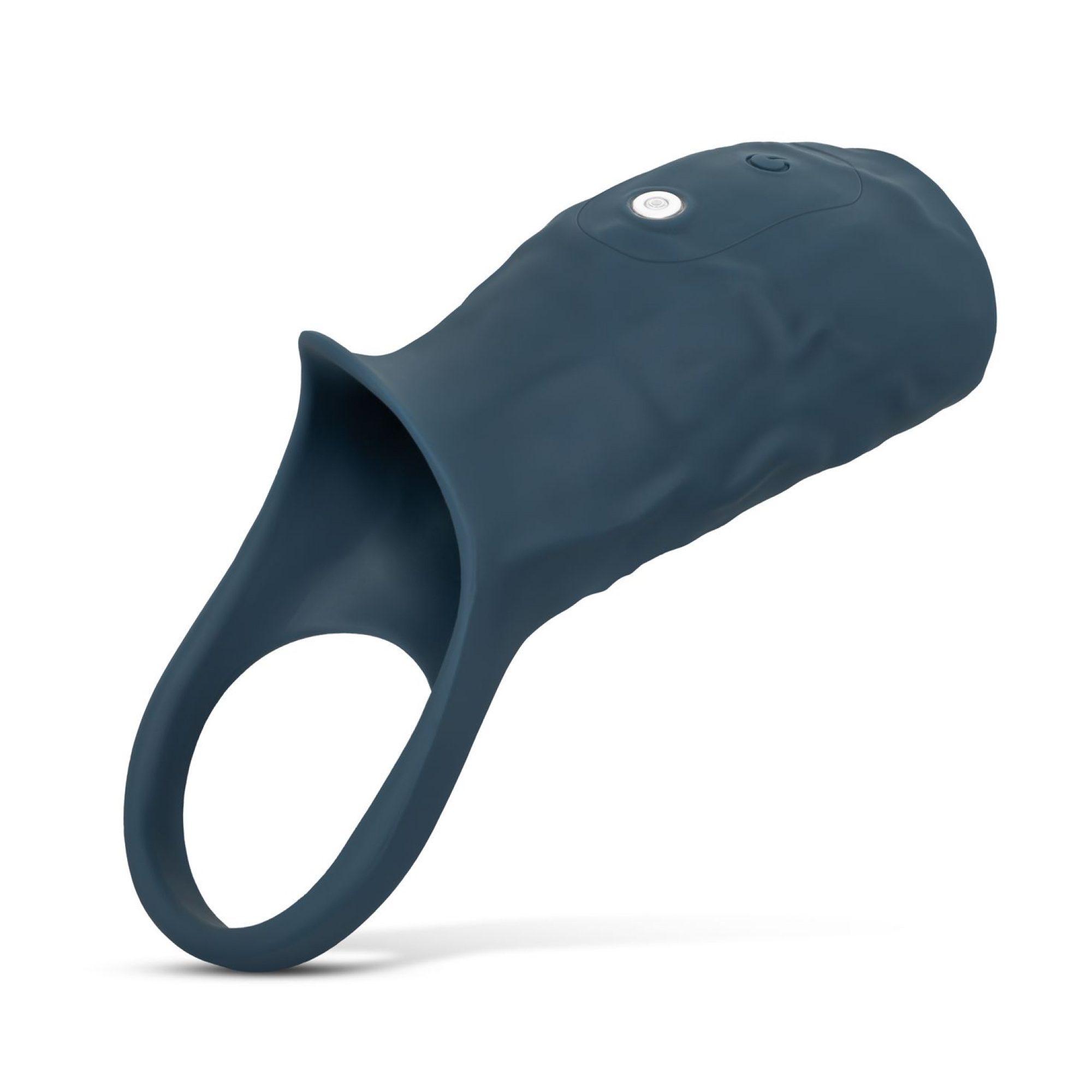 Boners Vibrating Penis Sleeve i blå silikon med integrerad vibrerande kulring