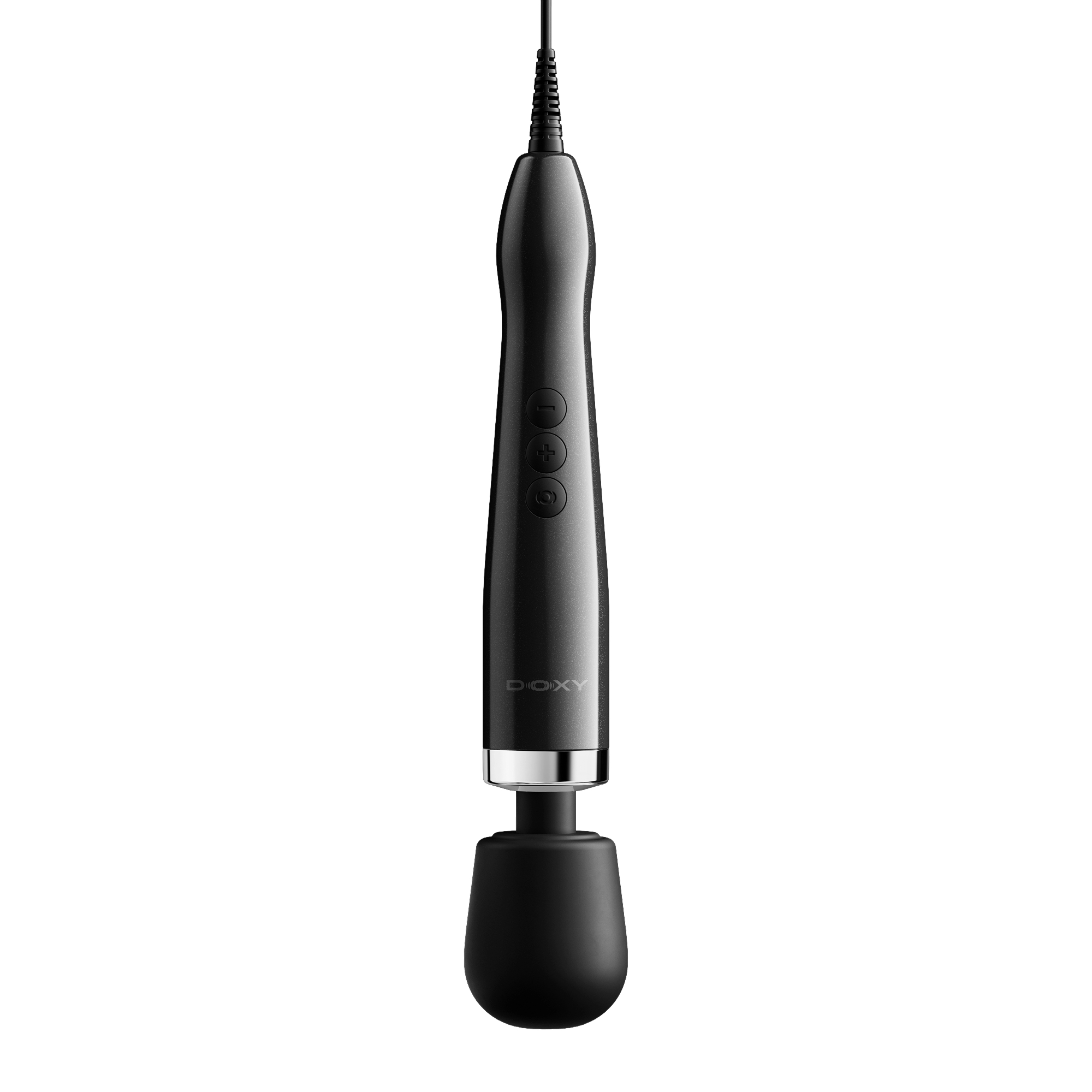Doxy Die Cast Max Plug-In i svart metall, sedd framifrån mot vit bakgrund