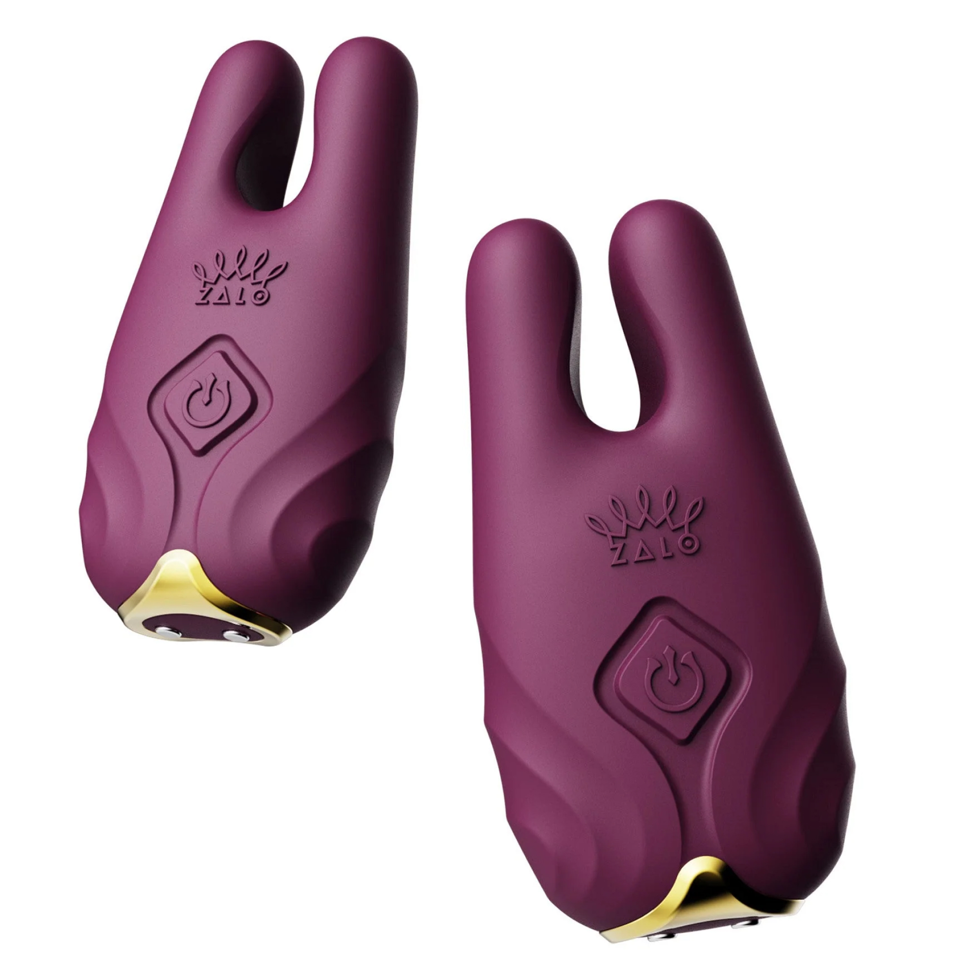 Zalo Nave Vibrating Nipple Clamps i rosa på vit bakgrund