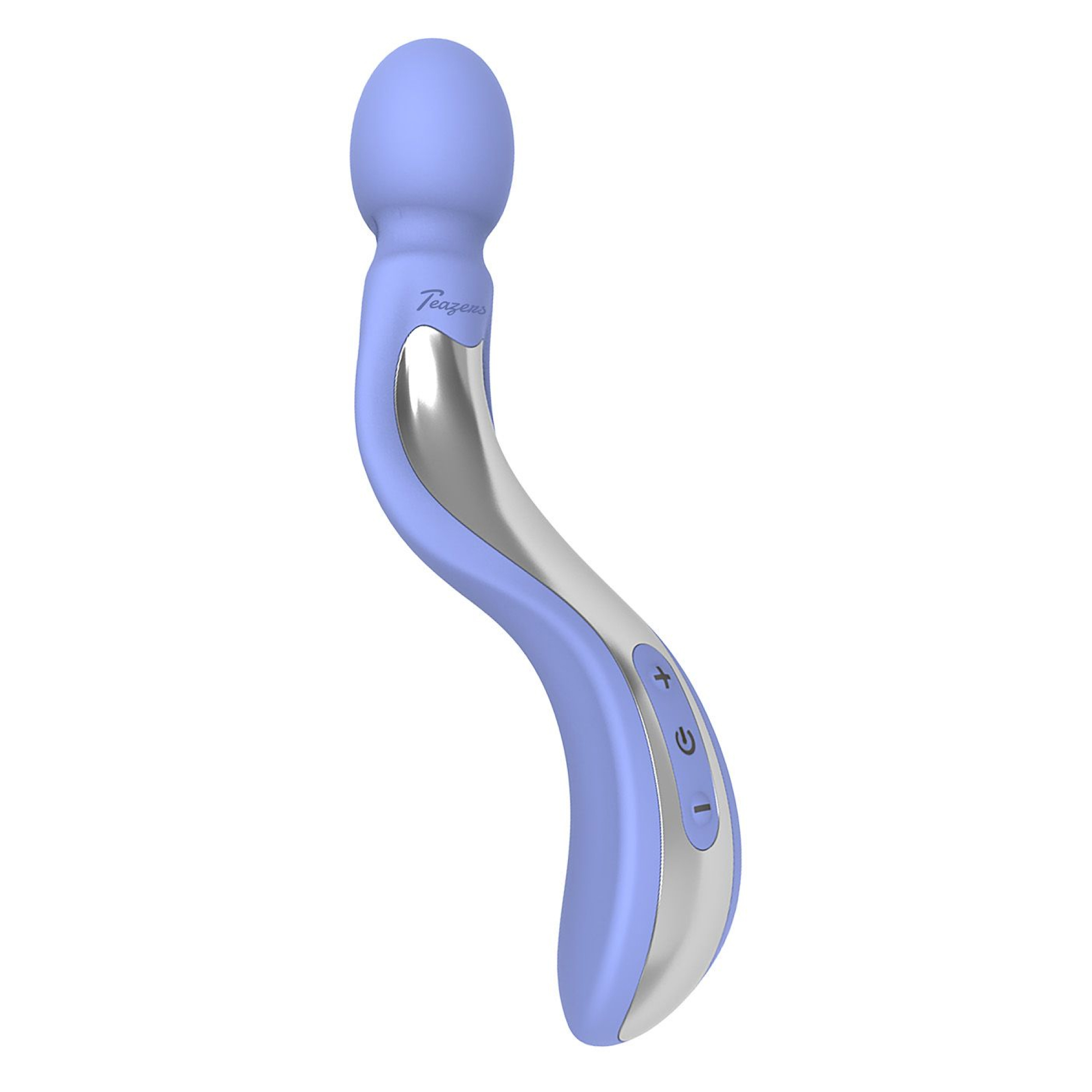 Teazers Curved Wand Vibrator i lavendelfärg, kurvad massagestav sedd framifrån