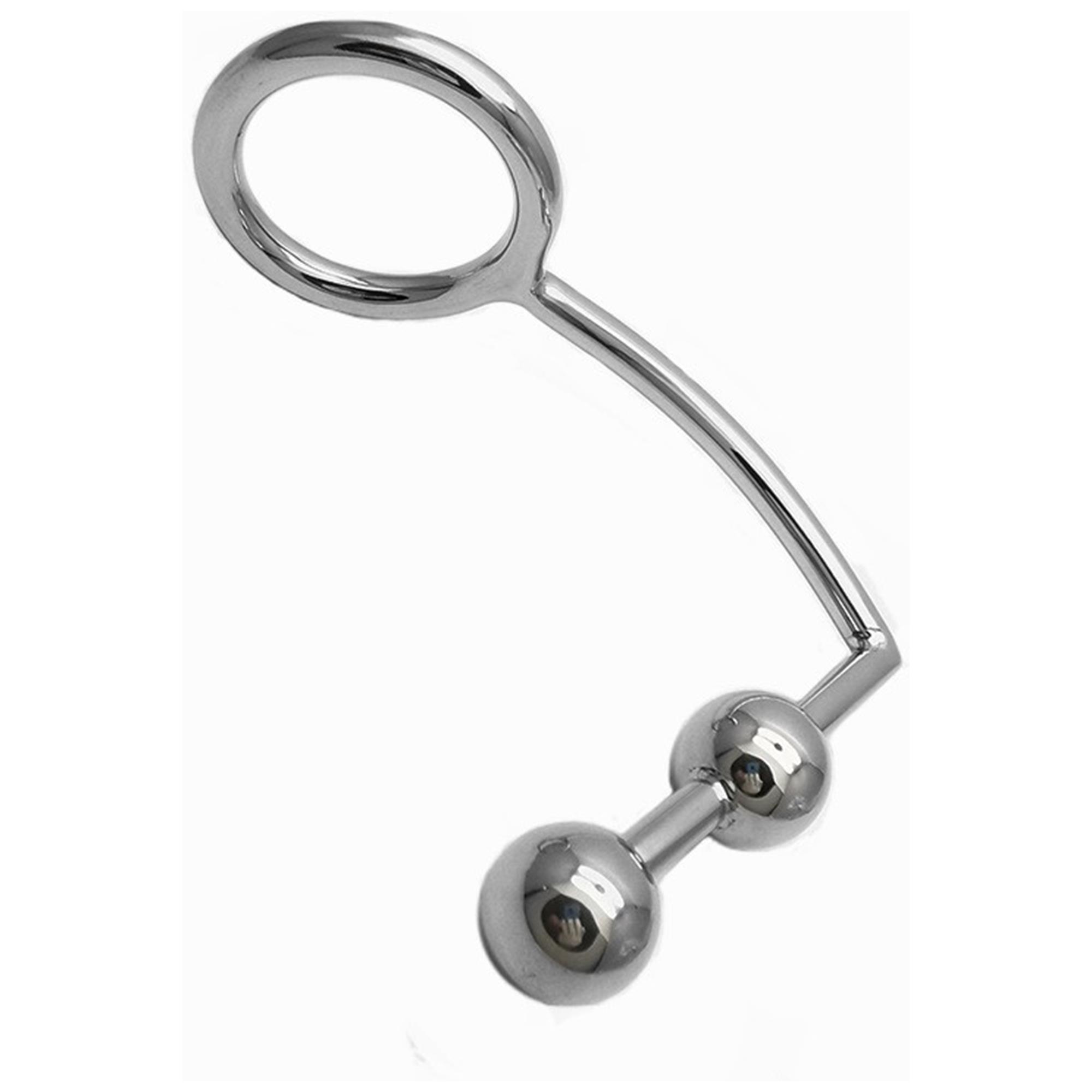 Cave Master Anal Hook Double – metallkrok med dubbla kulor och bondageögla