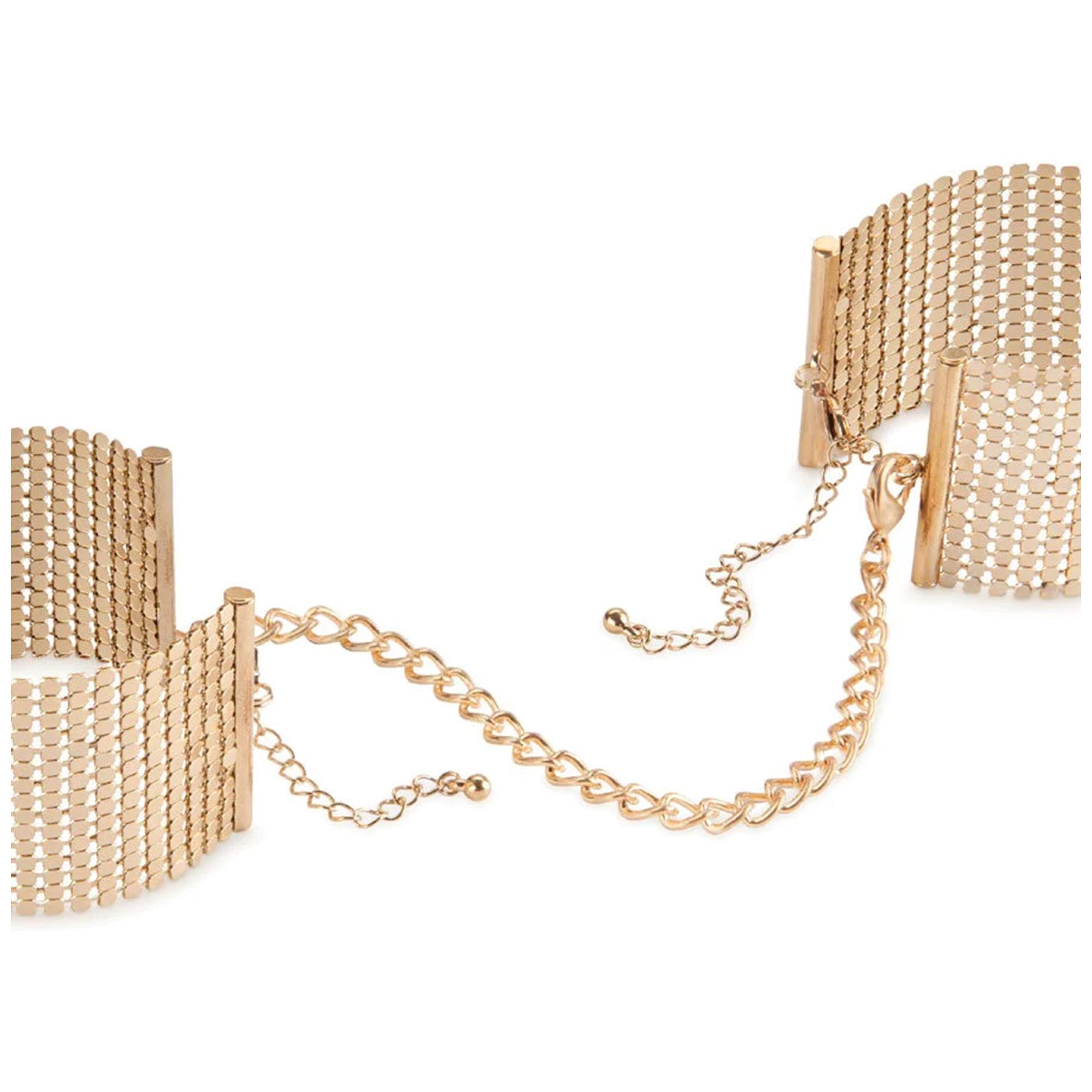 Desir Metallique Gold Metallic Mesh Handcuffs i guld från Bijoux Indiscrets