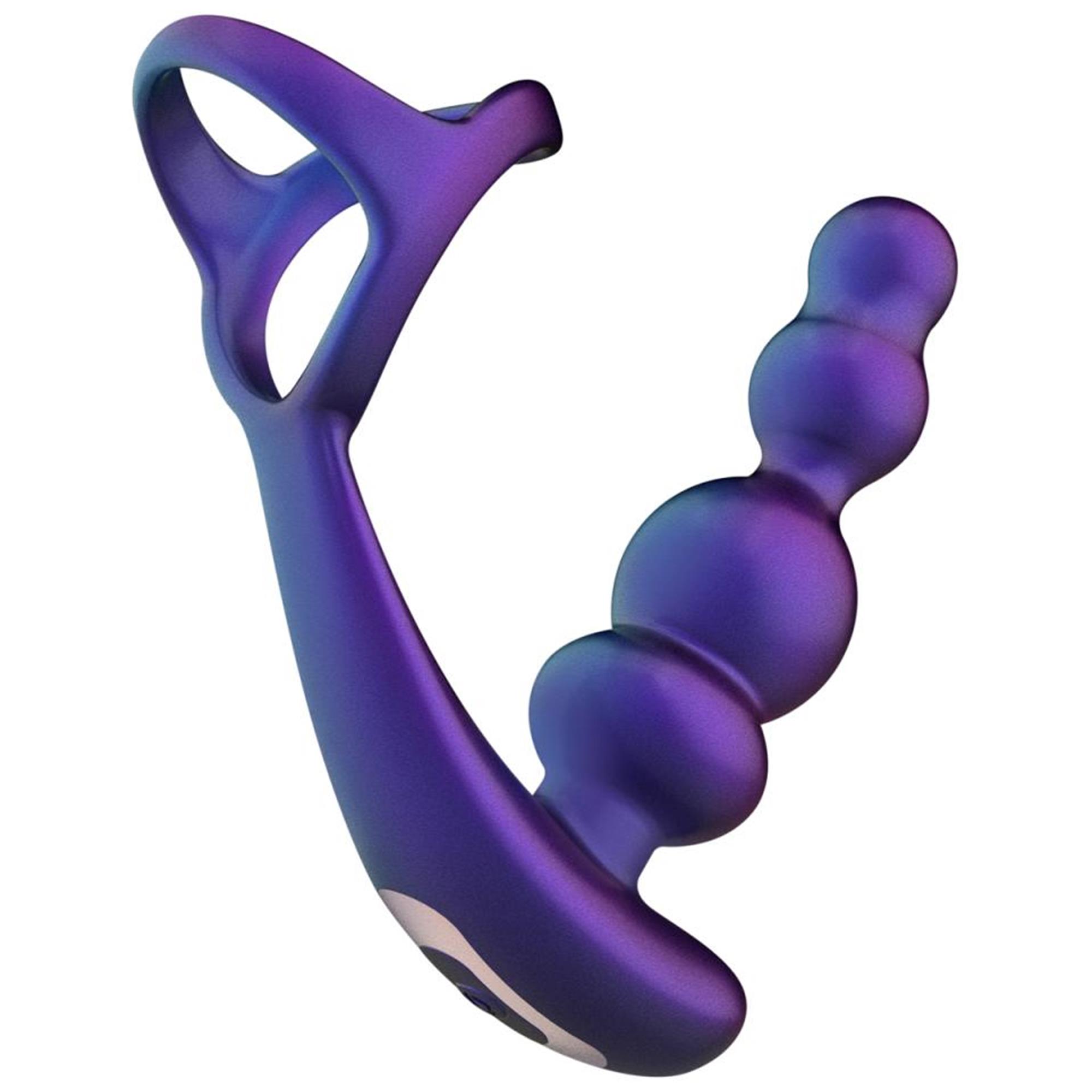Hueman Stellar Force Butt Plug With Cockring i lila mot vit bakgrund