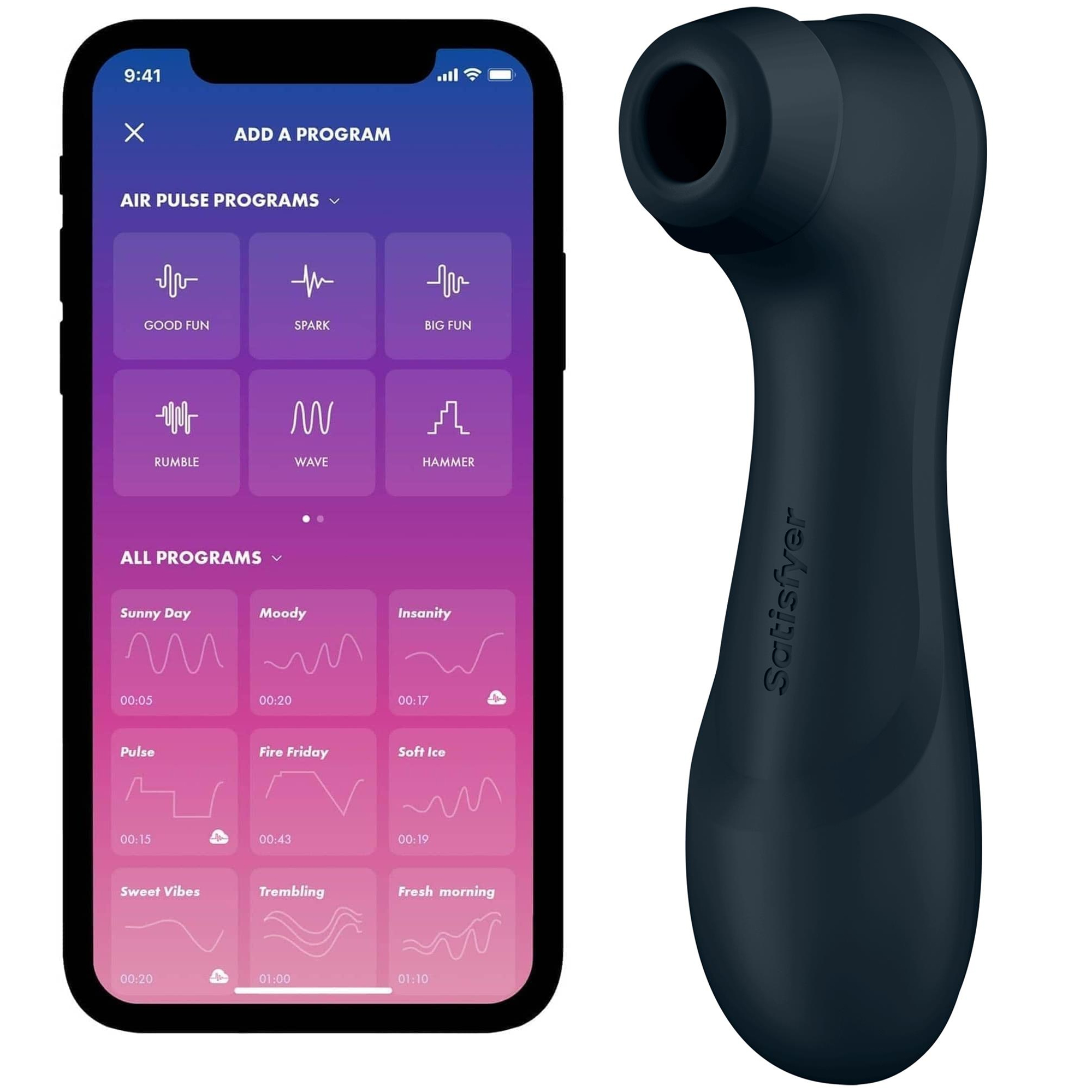 Satisfyer Pro 2 Generation 3 Black BT/App på vit bakgrund